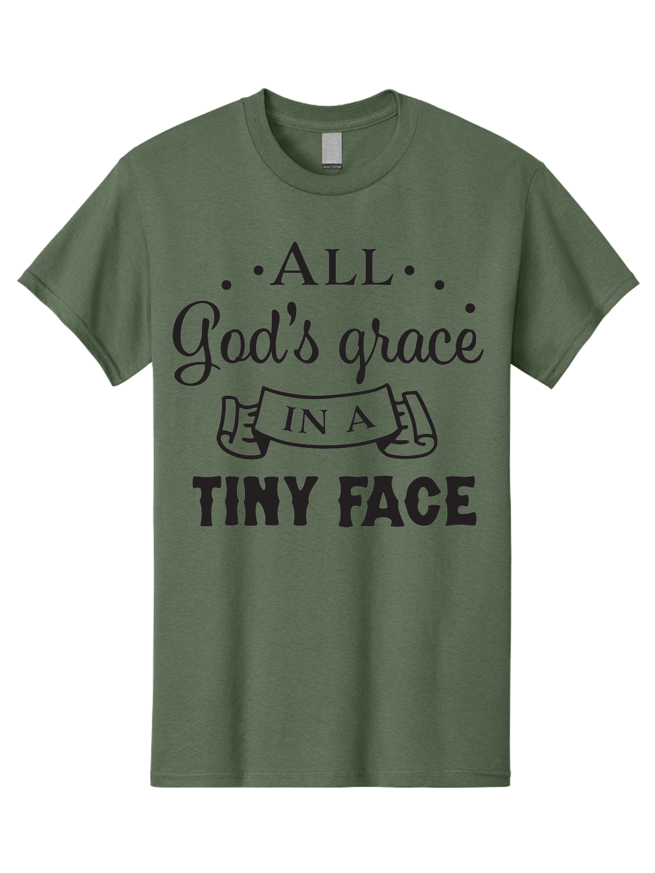 All-God-S-Grace-In-A-Tiny-Face Men'S Graphic Tee, 100% Cotton, Comfortable Casual Summer Wear, Machine Washable, Inspirational Quote, God'S Grace, Tiny Face, Cute Baby, Baby Blessing, Inspirational Message, Baby Quote, Faith, Love, Aac455