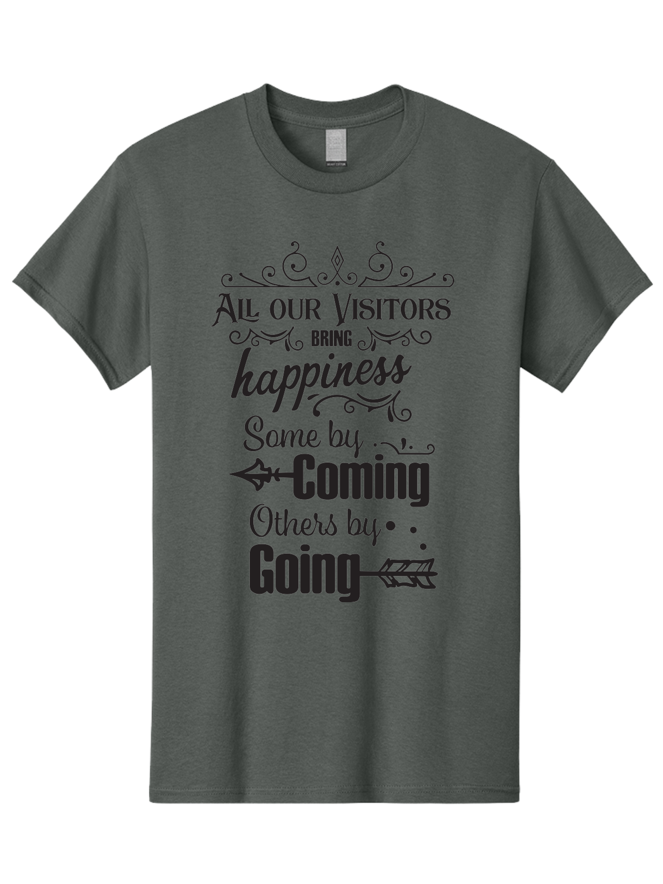 All-Our-Visitors Men'S Graphic Tee, 100% Cotton, Comfortable Casual Summer Wear, Machine Washable, Inspirational Quote, Happiness, Visitors, Coming And Going, Positivity, Motivational Message, Funny Saying, Witty Humor, Guest Book Quote Aac459