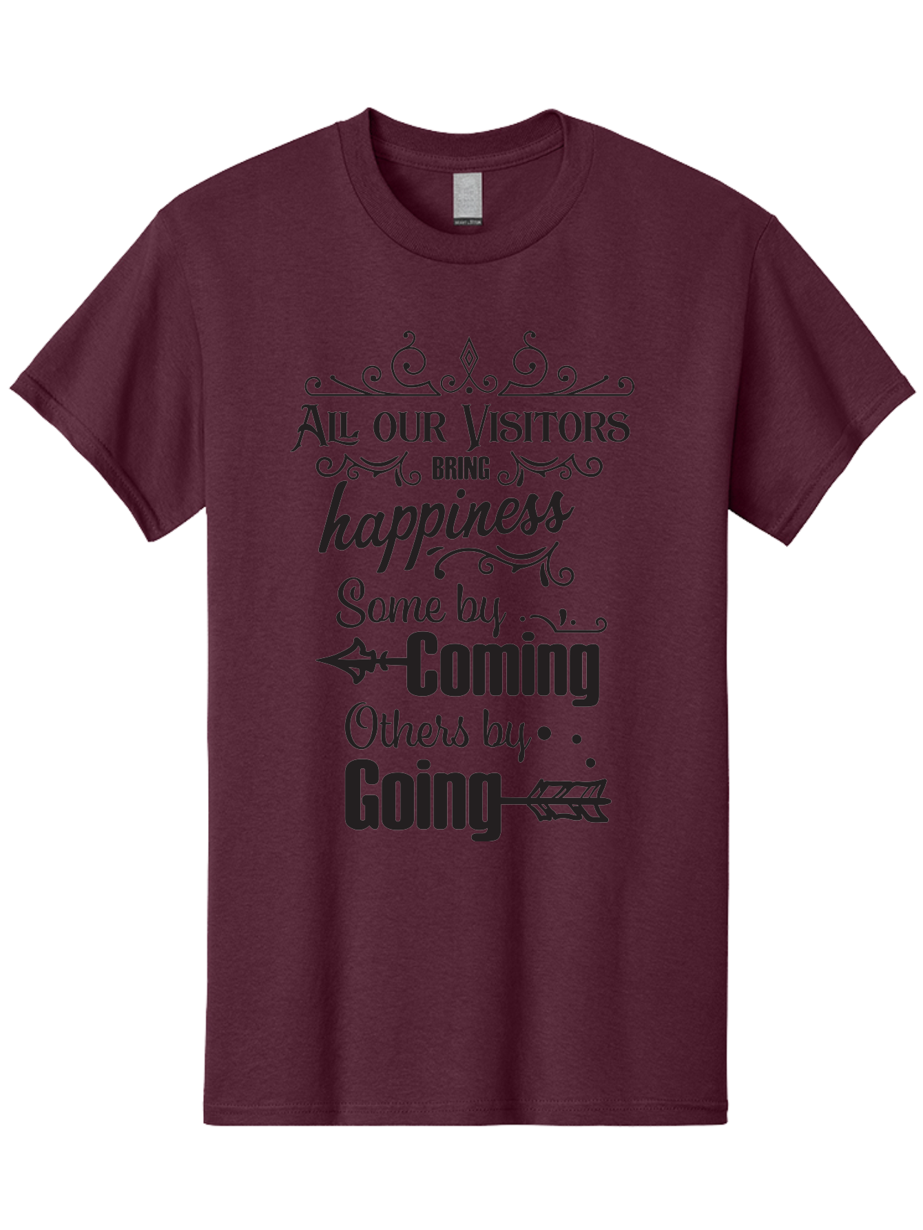 All-Our-Visitors Men'S Graphic Tee, 100% Cotton, Comfortable Casual Summer Wear, Machine Washable, Inspirational Quote, Happiness, Visitors, Coming And Going, Positivity, Motivational Message, Funny Saying, Witty Humor, Guest Book Quote Aac459