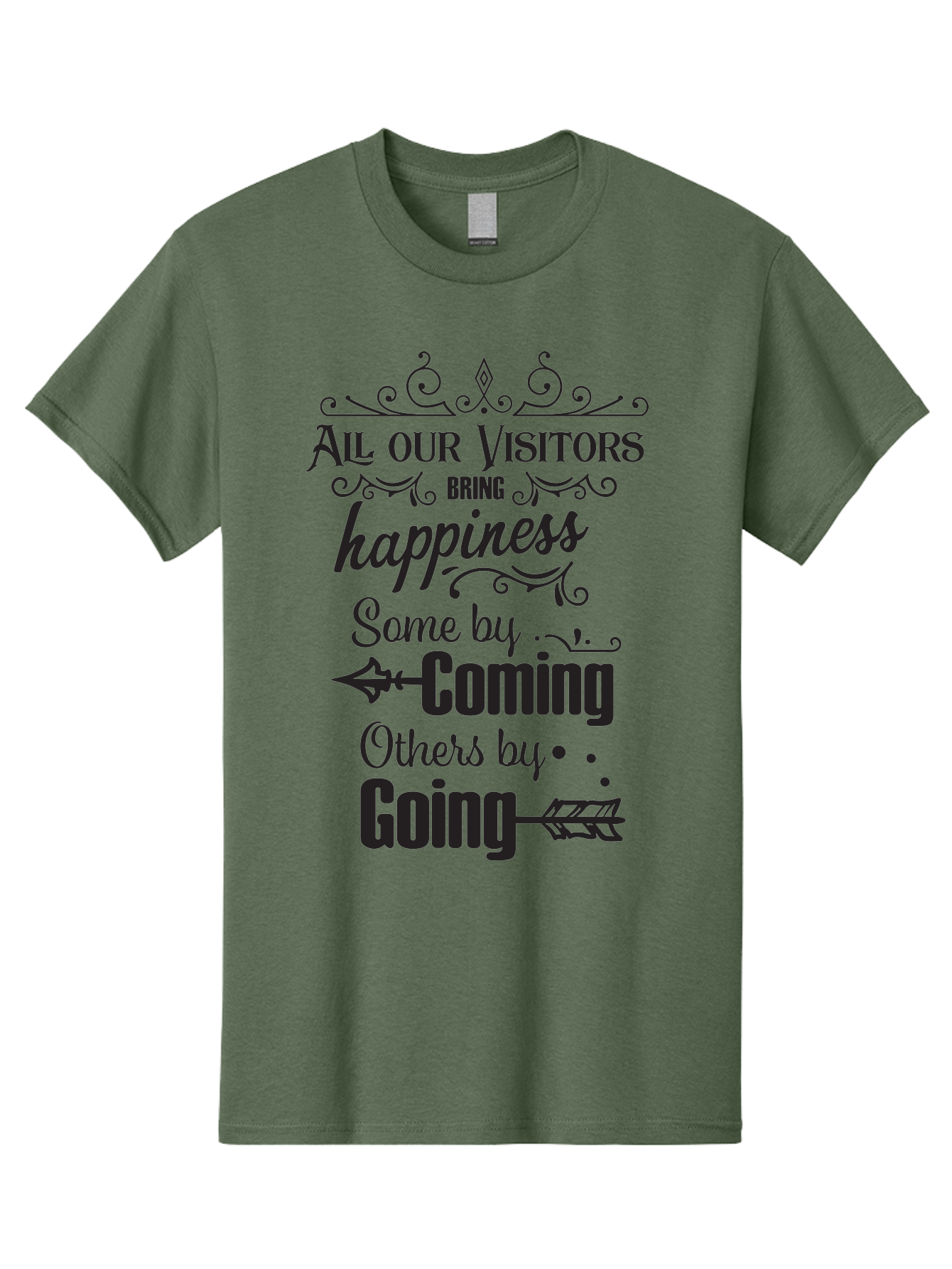 All-Our-Visitors Men'S Graphic Tee, 100% Cotton, Comfortable Casual Summer Wear, Machine Washable, Inspirational Quote, Happiness, Visitors, Coming And Going, Positivity, Motivational Message, Funny Saying, Witty Humor, Guest Book Quote Aac459
