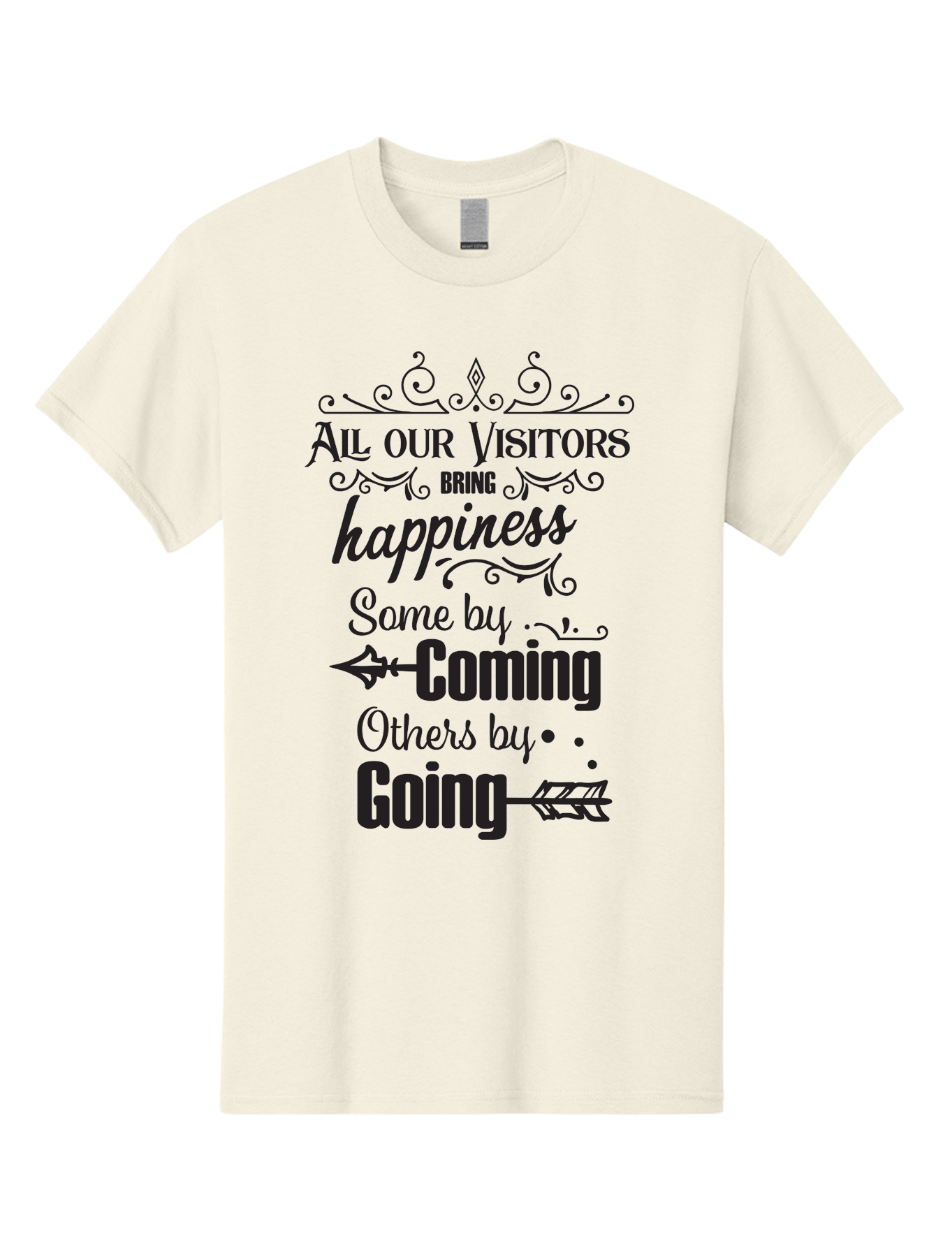 All-Our-Visitors Men'S Graphic Tee, 100% Cotton, Comfortable Casual Summer Wear, Machine Washable, Inspirational Quote, Happiness, Visitors, Coming And Going, Positivity, Motivational Message, Funny Saying, Witty Humor, Guest Book Quote Aac459