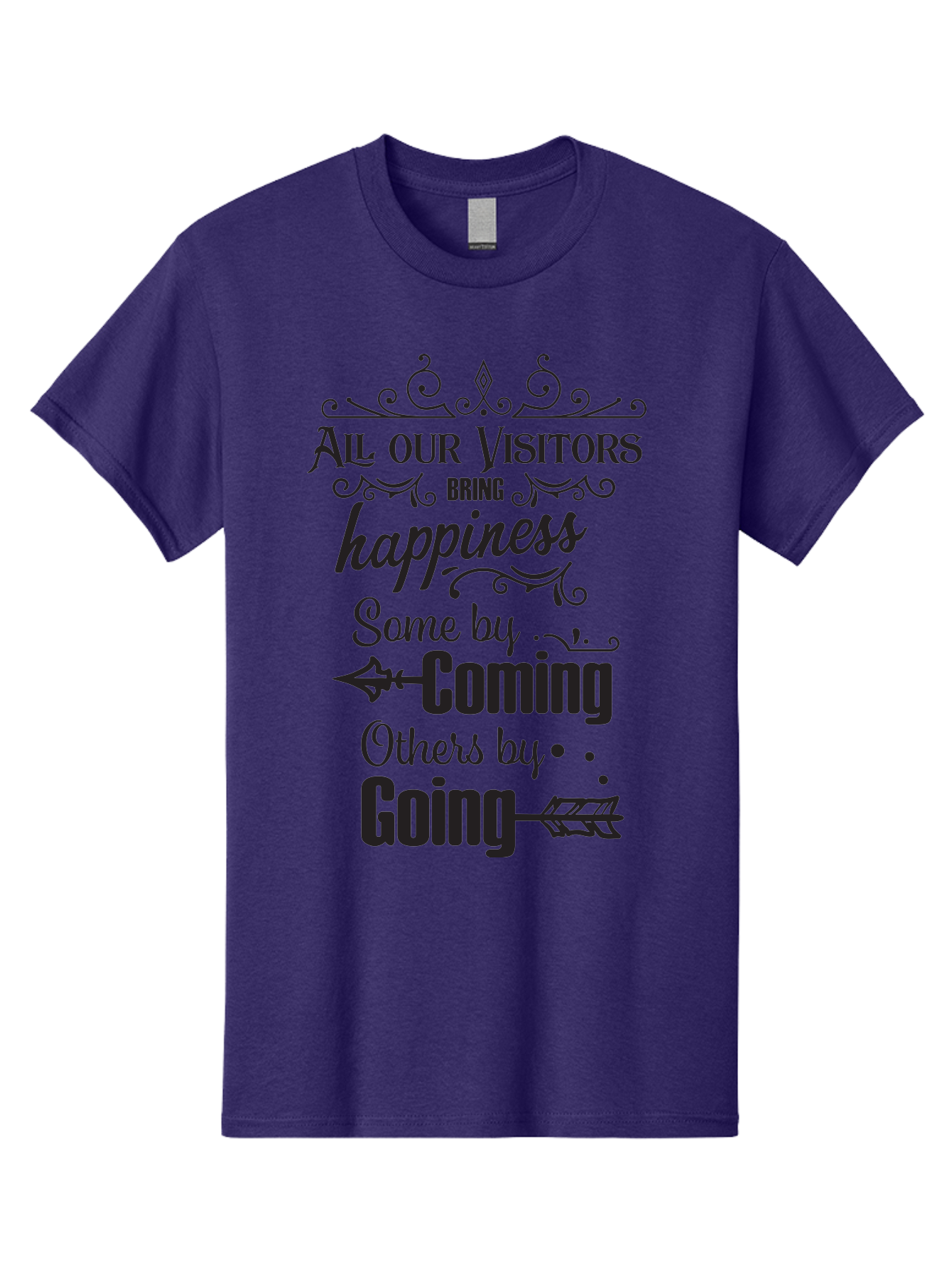 All-Our-Visitors Men'S Graphic Tee, 100% Cotton, Comfortable Casual Summer Wear, Machine Washable, Inspirational Quote, Happiness, Visitors, Coming And Going, Positivity, Motivational Message, Funny Saying, Witty Humor, Guest Book Quote Aac459