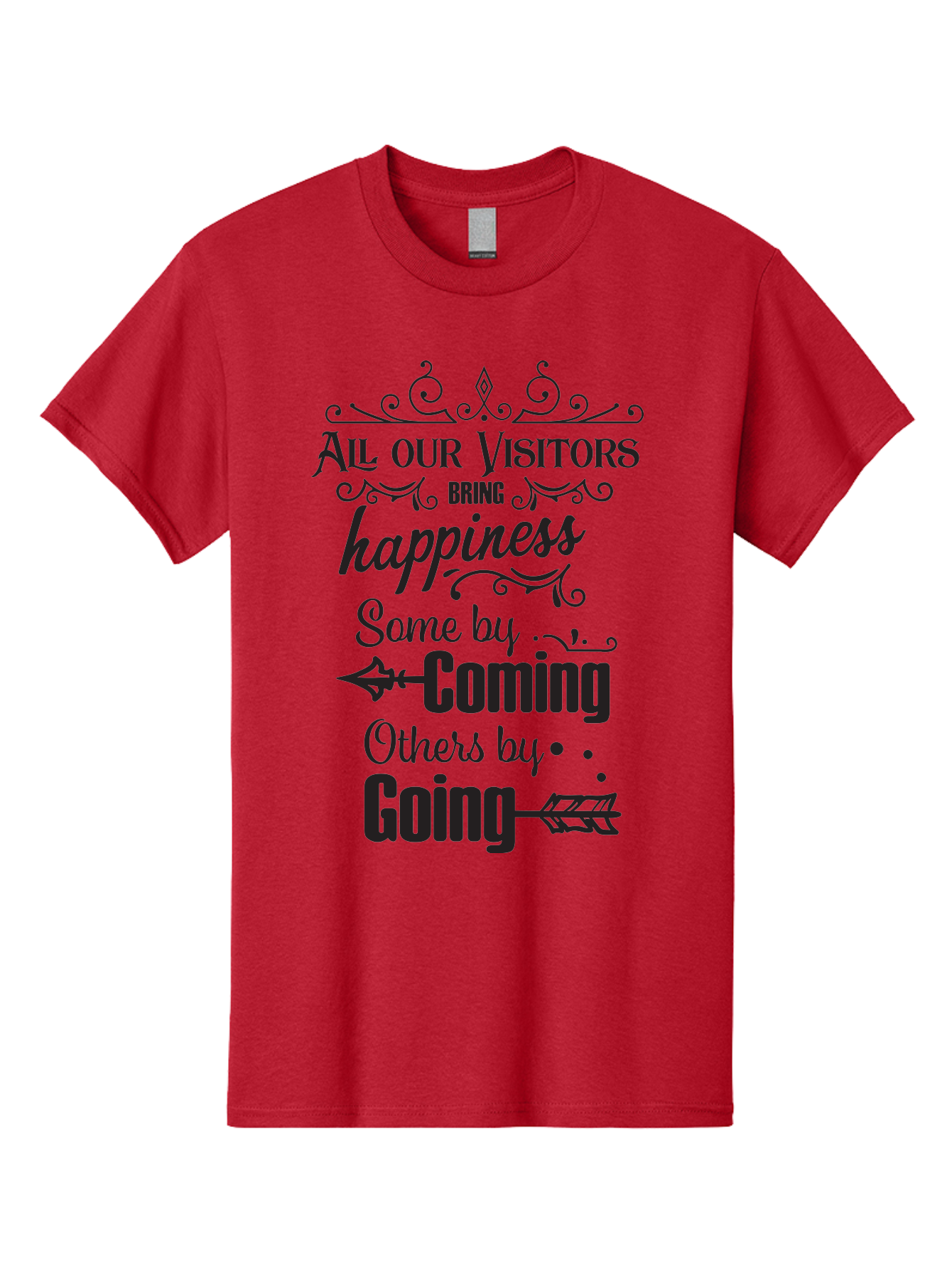 All-Our-Visitors Men'S Graphic Tee, 100% Cotton, Comfortable Casual Summer Wear, Machine Washable, Inspirational Quote, Happiness, Visitors, Coming And Going, Positivity, Motivational Message, Funny Saying, Witty Humor, Guest Book Quote Aac459