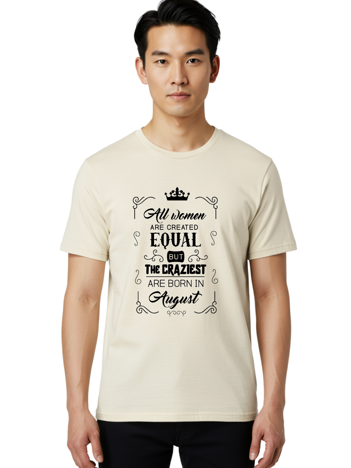 All-Women-Are-Created-Equal Men'S Graphic Tee, 100% Cotton, Comfortable Casual Summer Wear, Machine Washable, Empowering Female Quotes, Women Empowerment, Inspirational Quotes For Women, August Born, Female Pride, Motivational Quotes Aac463