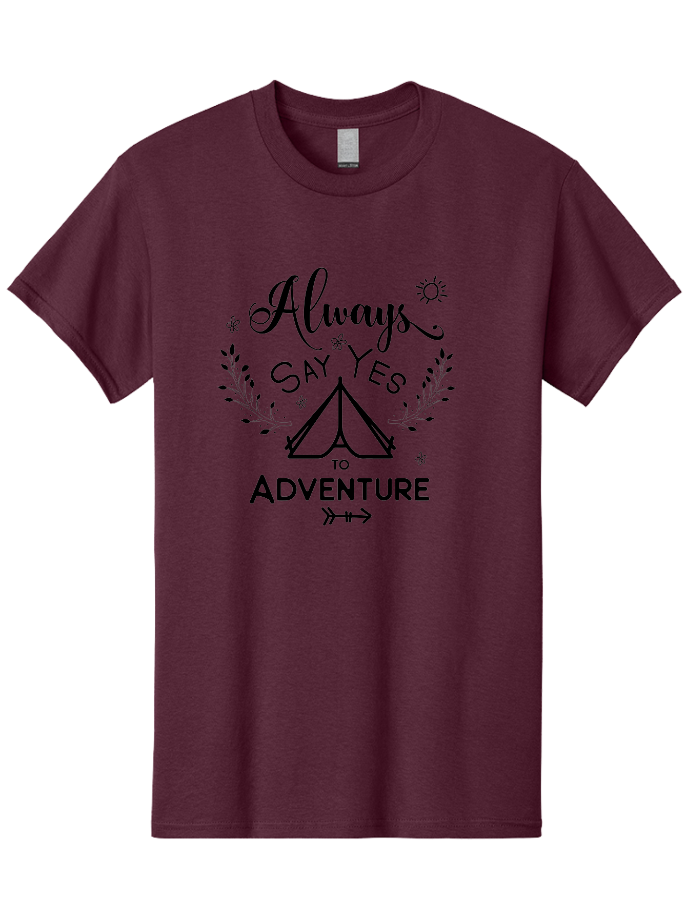Always-Say-Yes-To-Adventure Men'S Graphic Tee, 100% Cotton, Comfortable Casual Summer Wear, Machine Washable, Camping Adventure, Outdoor Escapade, Nature Exploration, Adventure Seeking, Positive Vibes, Wanderlust Spirit, Inspirational Quote, Aac467