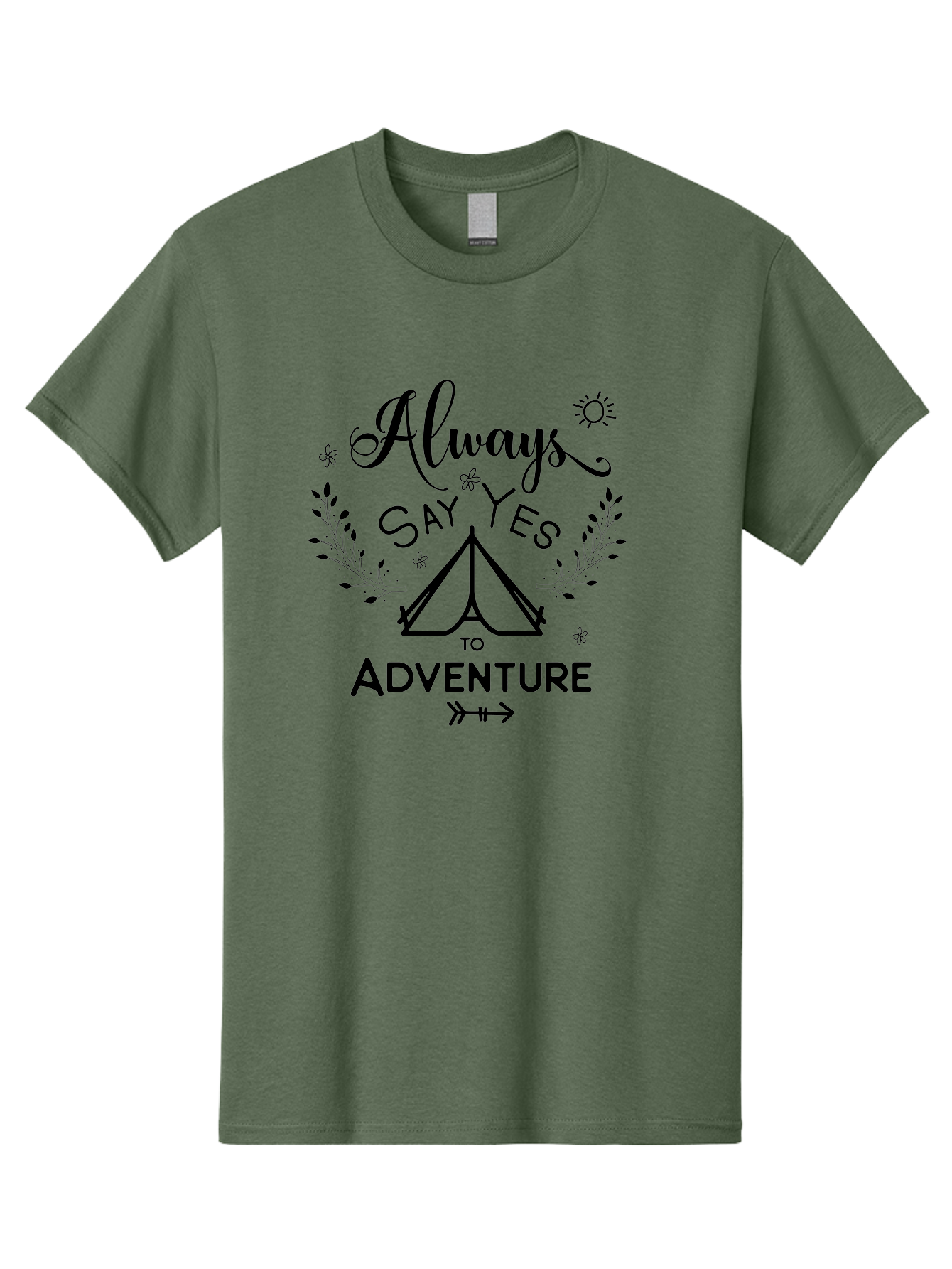 Always-Say-Yes-To-Adventure Men'S Graphic Tee, 100% Cotton, Comfortable Casual Summer Wear, Machine Washable, Camping Adventure, Outdoor Escapade, Nature Exploration, Adventure Seeking, Positive Vibes, Wanderlust Spirit, Inspirational Quote, Aac467