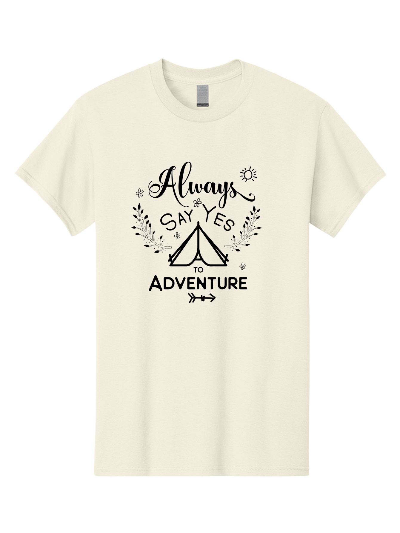 Always-Say-Yes-To-Adventure Men'S Graphic Tee, 100% Cotton, Comfortable Casual Summer Wear, Machine Washable, Camping Adventure, Outdoor Escapade, Nature Exploration, Adventure Seeking, Positive Vibes, Wanderlust Spirit, Inspirational Quote, Aac467