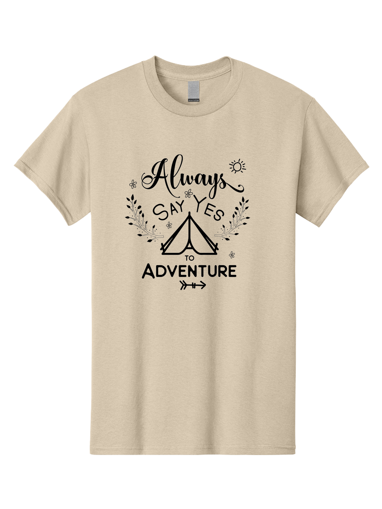 Always-Say-Yes-To-Adventure Men'S Graphic Tee, 100% Cotton, Comfortable Casual Summer Wear, Machine Washable, Camping Adventure, Outdoor Escapade, Nature Exploration, Adventure Seeking, Positive Vibes, Wanderlust Spirit, Inspirational Quote, Aac467