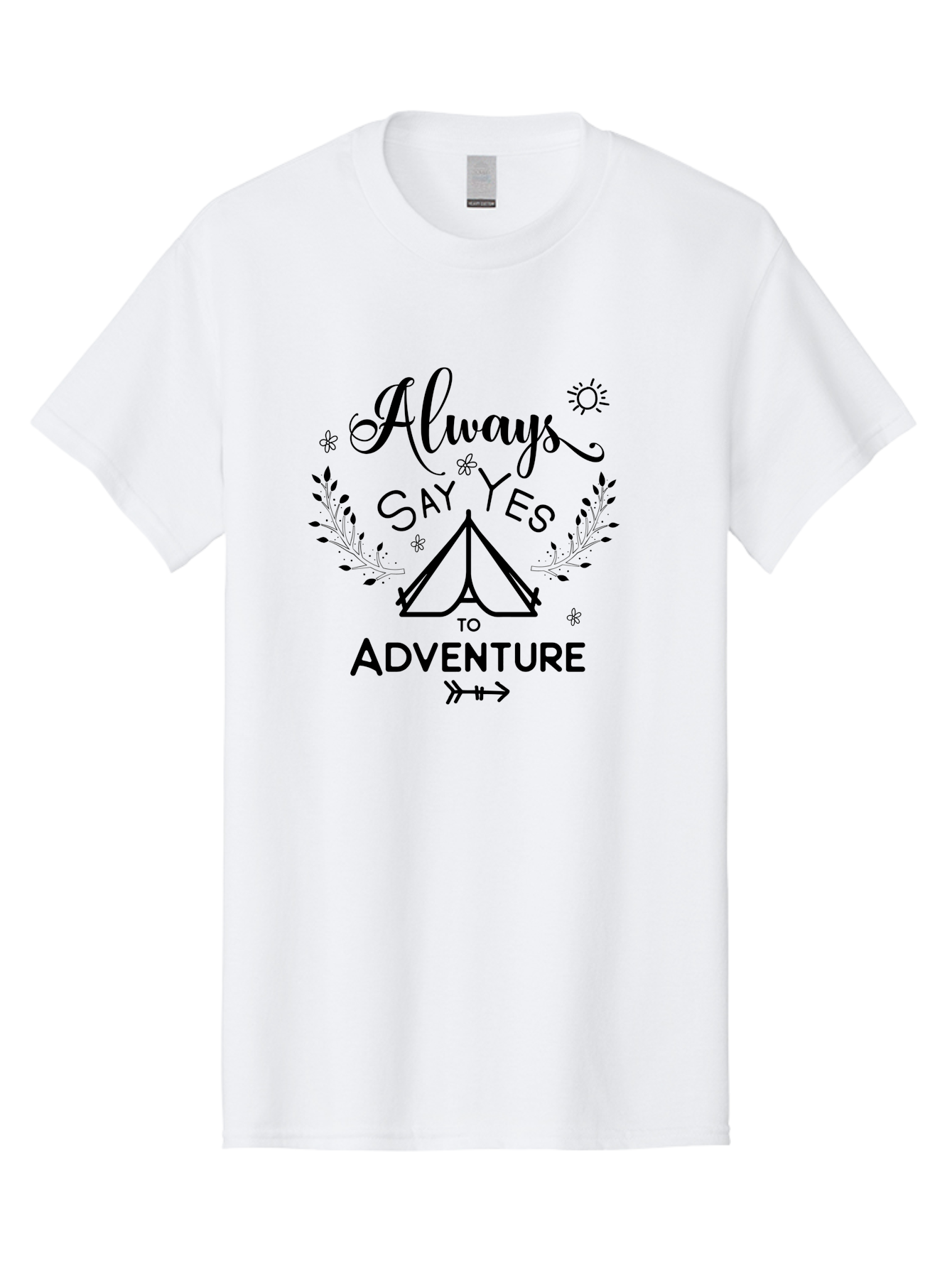 Always-Say-Yes-To-Adventure Men'S Graphic Tee, 100% Cotton, Comfortable Casual Summer Wear, Machine Washable, Camping Adventure, Outdoor Escapade, Nature Exploration, Adventure Seeking, Positive Vibes, Wanderlust Spirit, Inspirational Quote, Aac467