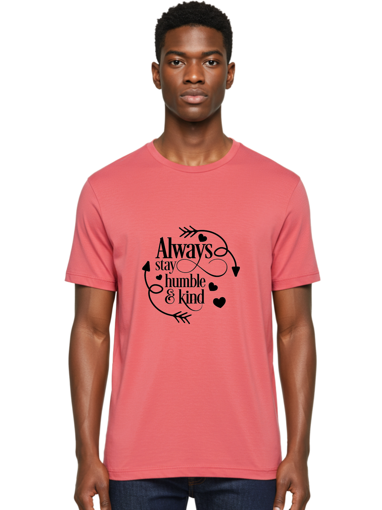 Always-Stay-Humble-Kind Men'S Graphic Tee, 100% Cotton, Comfortable Casual Summer Wear, Machine Washable, Inspirational Quote, Motivational Phrase, Positive Vibes, Kindness Matters, Humble Attitude, Heartwarming Message, Aac468