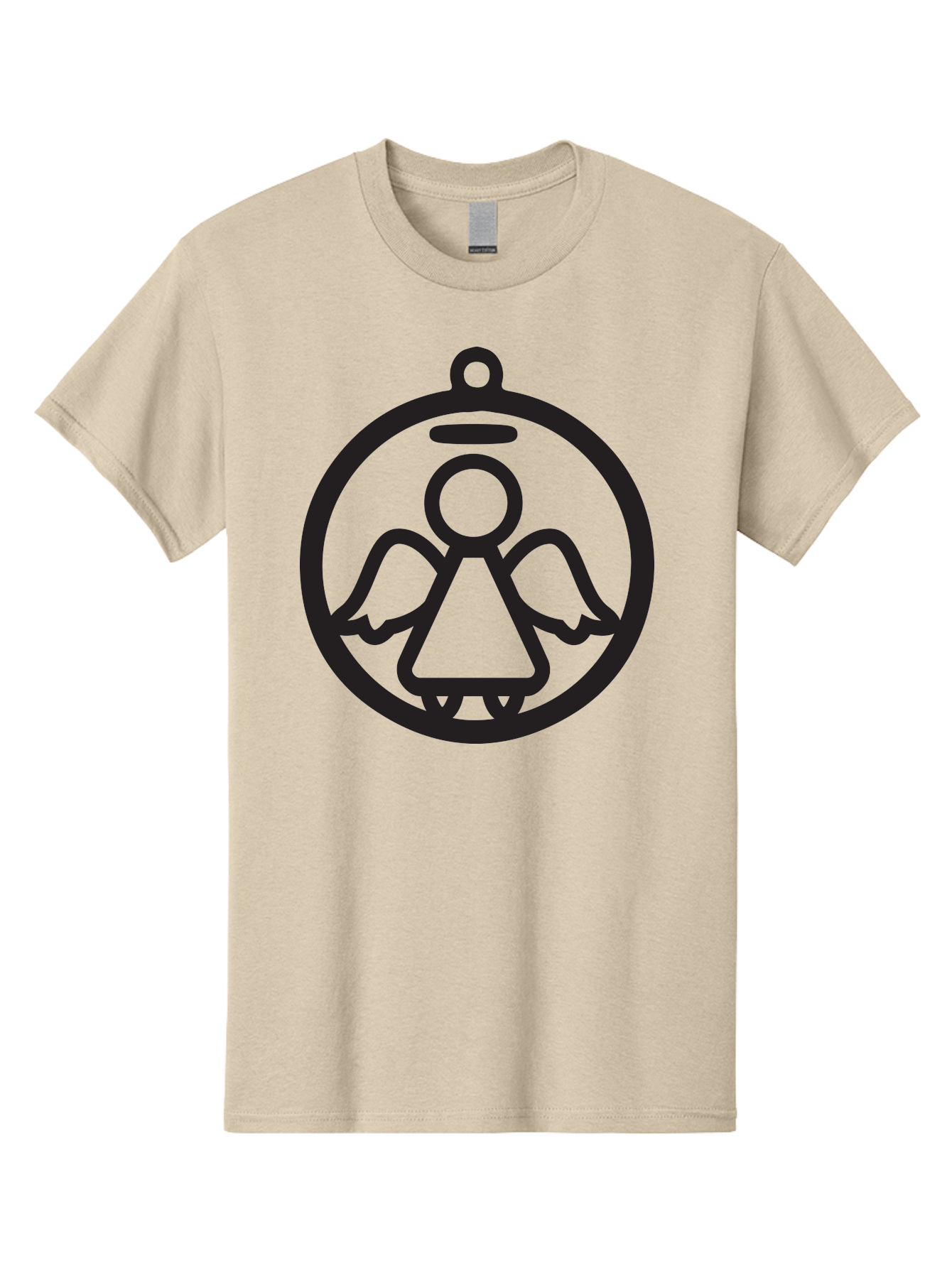 Angel-Icon Men'S Graphic Tee, 100% Cotton, Comfortable Casual Summer Wear, Machine Washable, Angel Icon, Guardian Angel, Spiritual Symbol, Protection Charm, Minimalist Design, Winged Figure, Halo, Simple Graphics, Symbol Of Hope Aac473