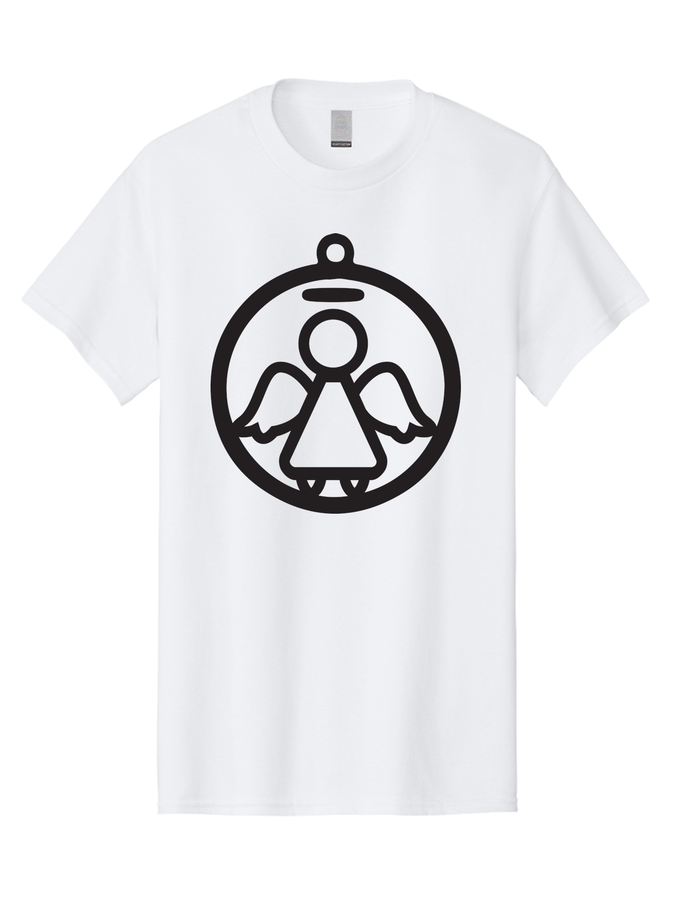 Angel-Icon Men'S Graphic Tee, 100% Cotton, Comfortable Casual Summer Wear, Machine Washable, Angel Icon, Guardian Angel, Spiritual Symbol, Protection Charm, Minimalist Design, Winged Figure, Halo, Simple Graphics, Symbol Of Hope Aac473