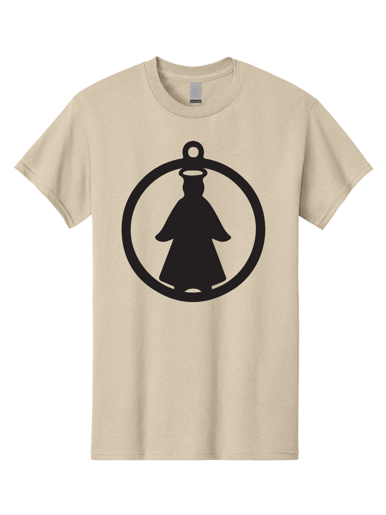 Angel-Pendant Men'S Graphic Tee, 100% Cotton, Comfortable Casual Summer Wear, Machine Washable, Angel Silhouette, Religious Symbol, Divine Presence, Spiritual Icon, Halo, Holy Figure, Religious Art, Sacred Imagery, Faith Symbol Aac474