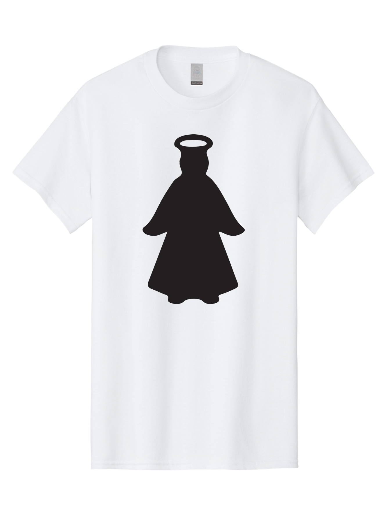 Angel-Silhouette Men'S Graphic Tee, 100% Cotton, Comfortable Casual Summer Wear, Machine Washable, Angel Silhouette, Divine Being, Spiritual Figure, Halo Effect, Faith Symbol, Religious Icon, Sacred Imagery, Guardian Angel, Mystic Character Aac475