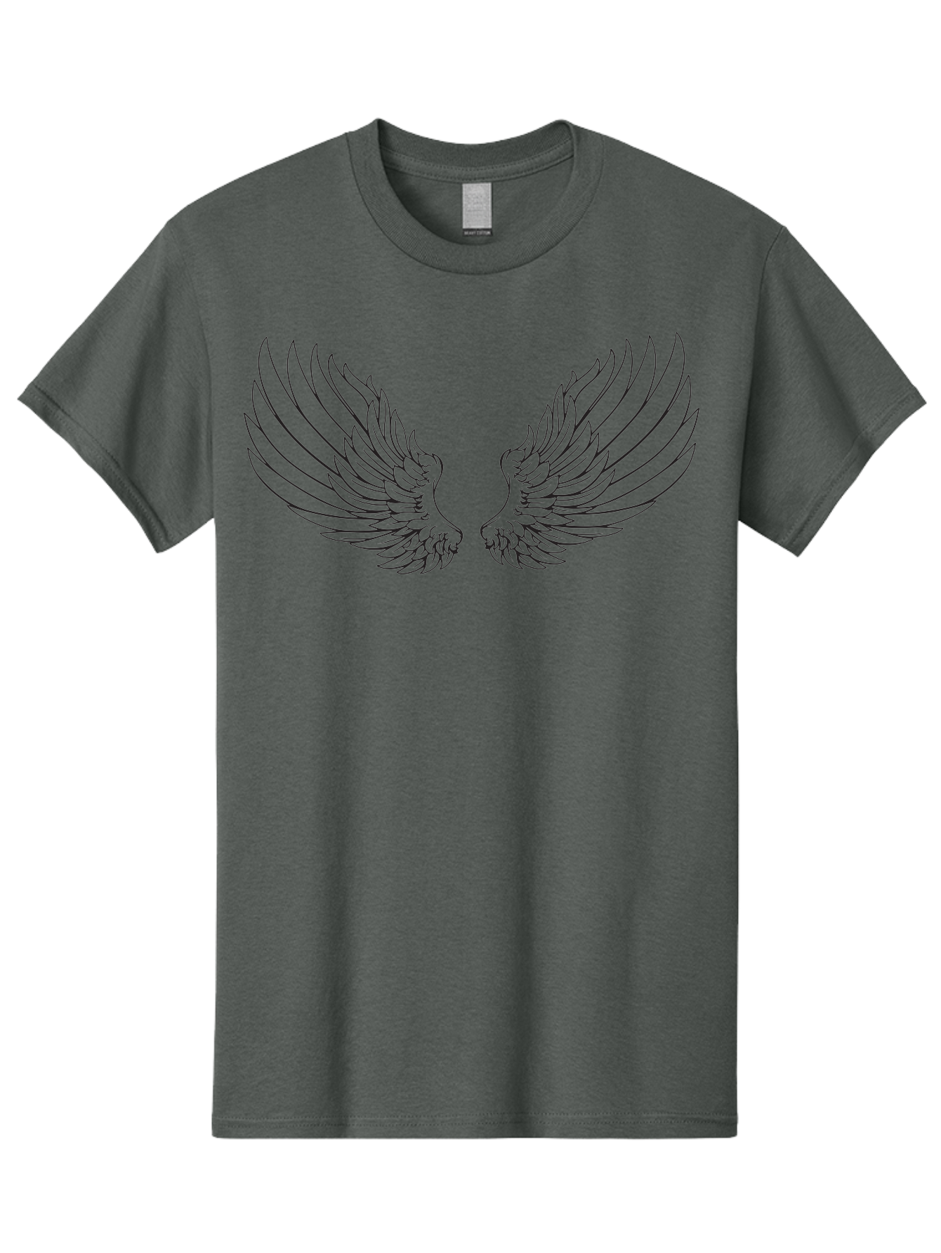 Angel-Wings-2 Men'S Graphic Tee, 100% Cotton, Comfortable Casual Summer Wear, Machine Washable, Angel Wings, Feathered Wings, Black Outline, Wing Design, Spiritual Symbol, Mystical Art, Fantasy Illustration, Winged Creature Aac477
