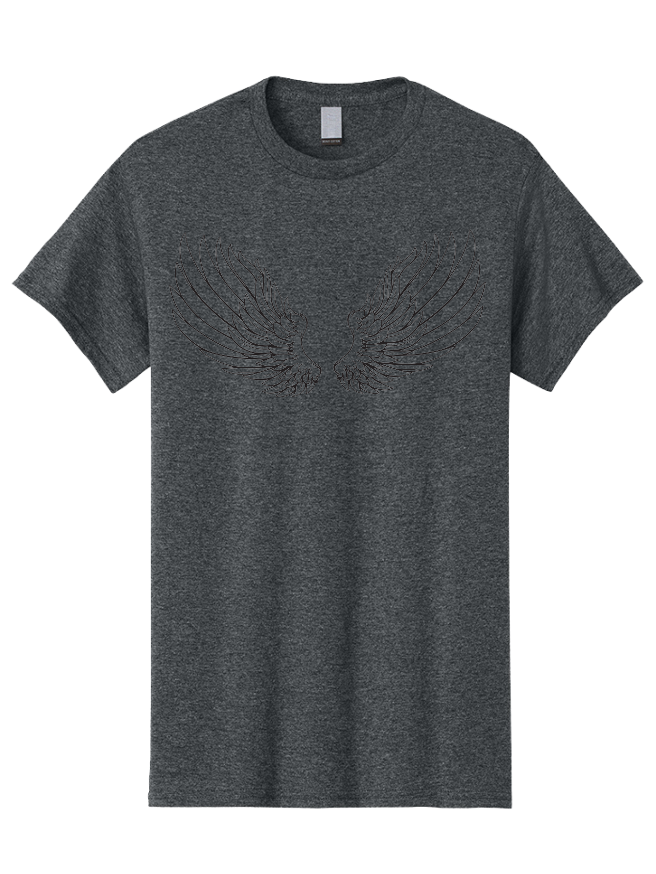 Angel-Wings-2 Men'S Graphic Tee, 100% Cotton, Comfortable Casual Summer Wear, Machine Washable, Angel Wings, Feathered Wings, Black Outline, Wing Design, Spiritual Symbol, Mystical Art, Fantasy Illustration, Winged Creature Aac477
