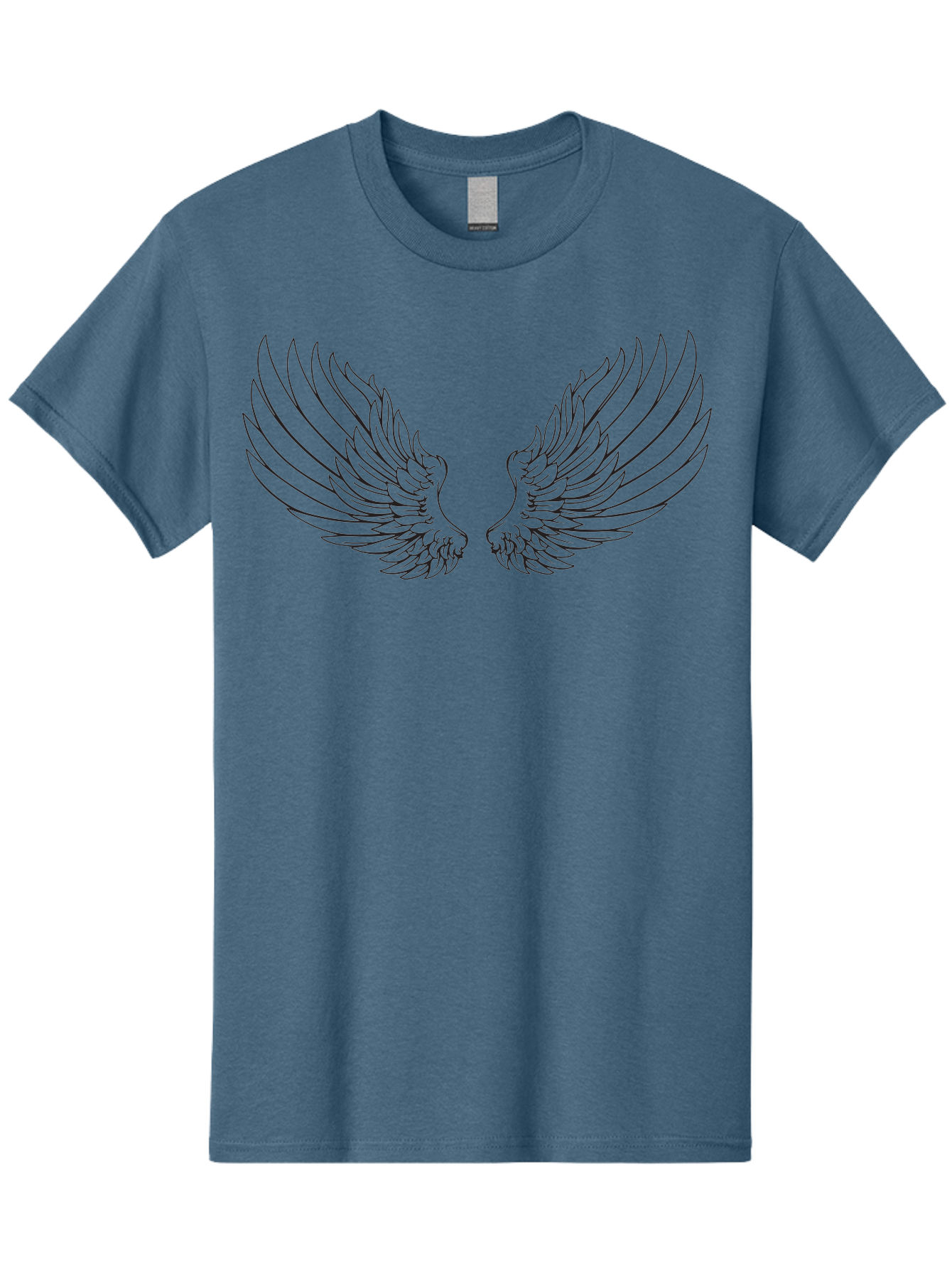 Angel-Wings-2 Men'S Graphic Tee, 100% Cotton, Comfortable Casual Summer Wear, Machine Washable, Angel Wings, Feathered Wings, Black Outline, Wing Design, Spiritual Symbol, Mystical Art, Fantasy Illustration, Winged Creature Aac477
