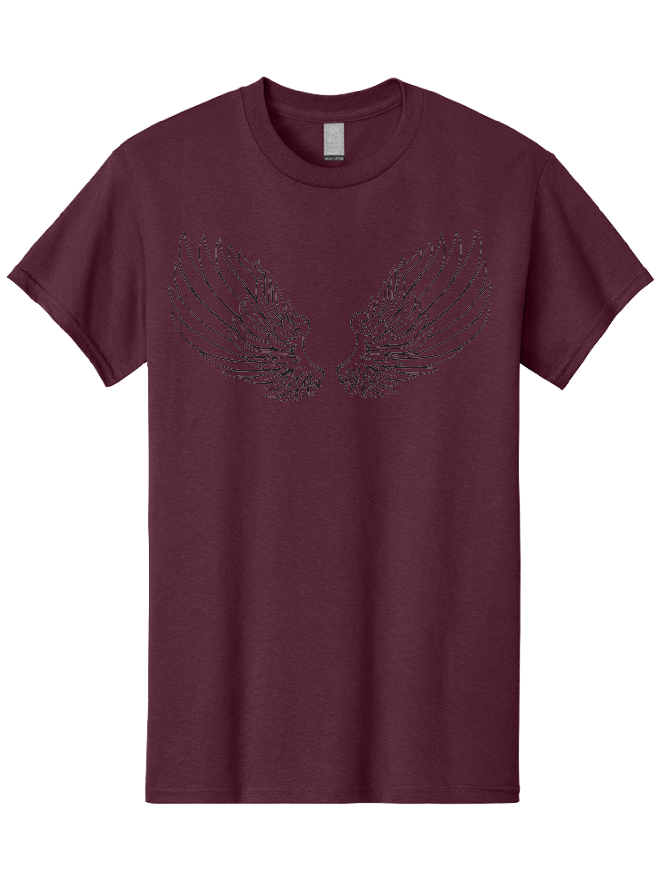 Angel-Wings-2 Men'S Graphic Tee, 100% Cotton, Comfortable Casual Summer Wear, Machine Washable, Angel Wings, Feathered Wings, Black Outline, Wing Design, Spiritual Symbol, Mystical Art, Fantasy Illustration, Winged Creature Aac477