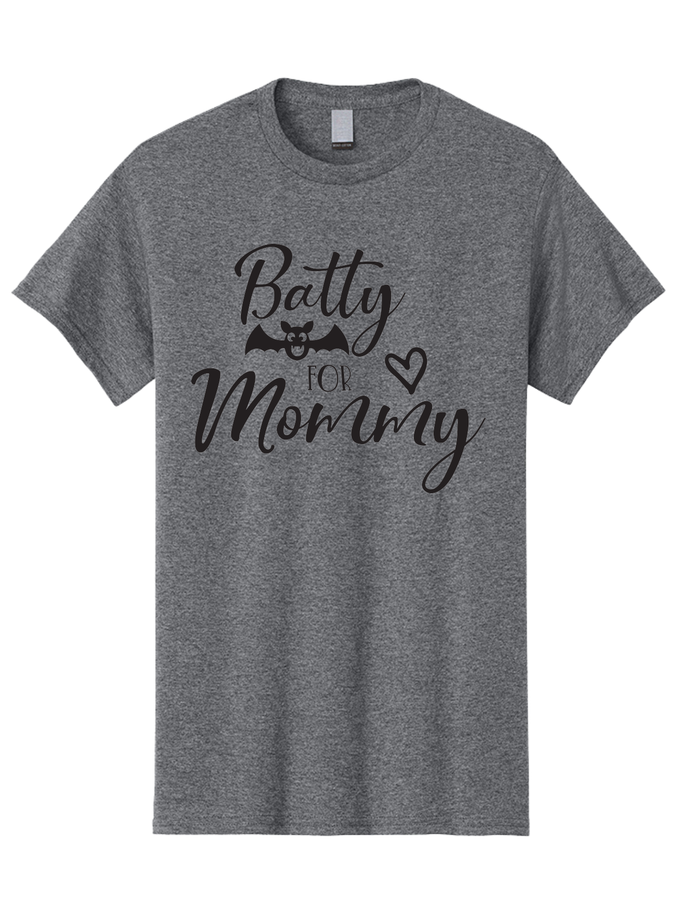 Batty-For-Mommy Men'S Graphic Tee, 100% Cotton, Comfortable Casual Summer Wear, Machine Washable, Halloween Theme, Batty For Mommy, Mother Child Love, Halloween Quotes, Funny Bat Design, Cursive Script, Heart Symbol, Mom Appreciation Aac491