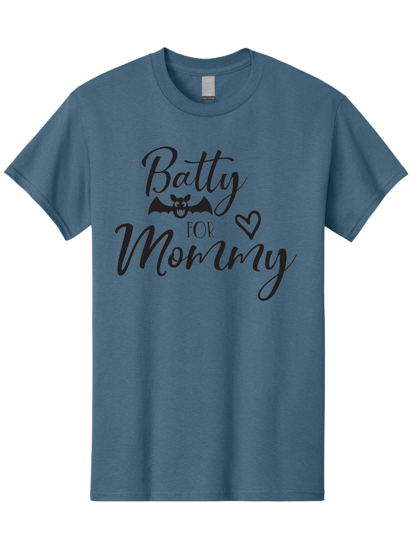 Batty-For-Mommy Men'S Graphic Tee, 100% Cotton, Comfortable Casual Summer Wear, Machine Washable, Halloween Theme, Batty For Mommy, Mother Child Love, Halloween Quotes, Funny Bat Design, Cursive Script, Heart Symbol, Mom Appreciation Aac491