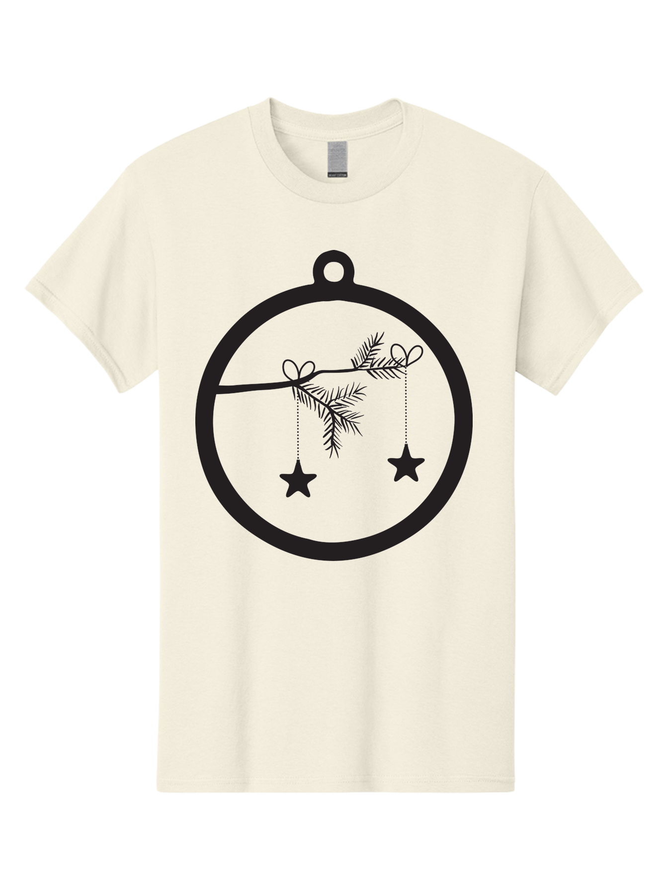 Bauble-With-Ornaments Men'S Graphic Tee, 100% Cotton, Comfortable Casual Summer Wear, Machine Washable, Christmas Decoration, Hanging Ornaments, Pine Branch, Star Decorations, Festive Design, Holiday Decor, Seasonal Theme, Xmas Tree Aac492