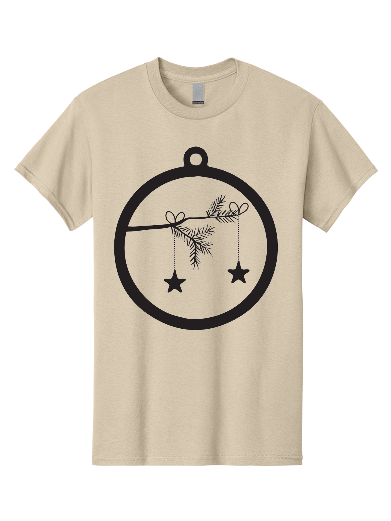 Bauble-With-Ornaments Men'S Graphic Tee, 100% Cotton, Comfortable Casual Summer Wear, Machine Washable, Christmas Decoration, Hanging Ornaments, Pine Branch, Star Decorations, Festive Design, Holiday Decor, Seasonal Theme, Xmas Tree Aac492