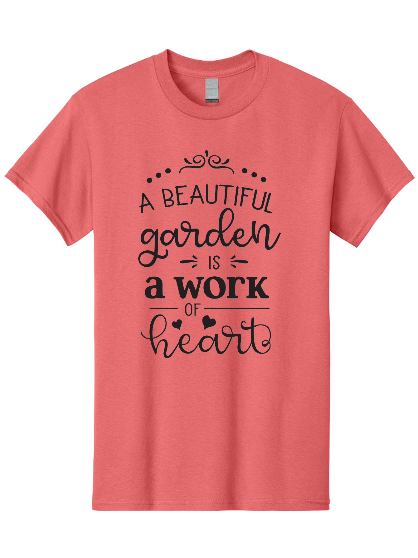 Beautiful-Garden-Is-Work-Of-Heart Men'S Graphic Tee, 100% Cotton, Comfortable Casual Summer Wear, Machine Washable, Inspirational Garden Quote, Beautiful Garden, Work Of Heart, Gardening Inspiration, Garden Love, Heartwarming Garden, Aac504