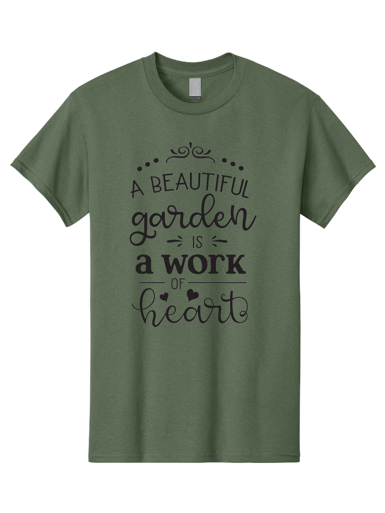 Beautiful-Garden-Is-Work-Of-Heart Men'S Graphic Tee, 100% Cotton, Comfortable Casual Summer Wear, Machine Washable, Inspirational Garden Quote, Beautiful Garden, Work Of Heart, Gardening Inspiration, Garden Love, Heartwarming Garden, Aac504