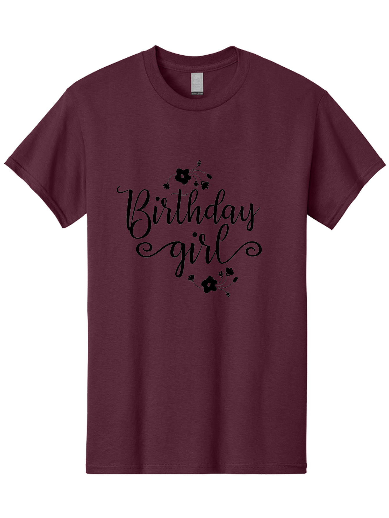 Birthday-Girl Men'S Graphic Tee, 100% Cotton, Comfortable Casual Summer Wear, Machine Washable, Birthday Girl, Black Lettering, Floral Design, Celebratory Theme, Elegant Typography, Special Occasion, Flowers, Birthday Wishes Aac515