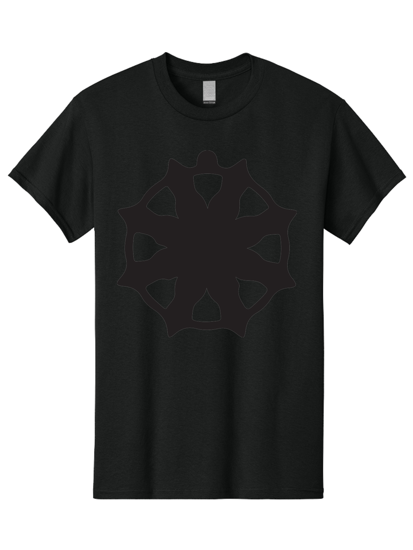 Black-Abstract-Symbol Men'S Graphic Tee, 100% Cotton, Comfortable Casual Summer Wear, Machine Washable, Asterisk Symbol, Star Shape, Geometric Pattern, Abstract Design, Symmetrical Shape, Black Silhouette Aac516