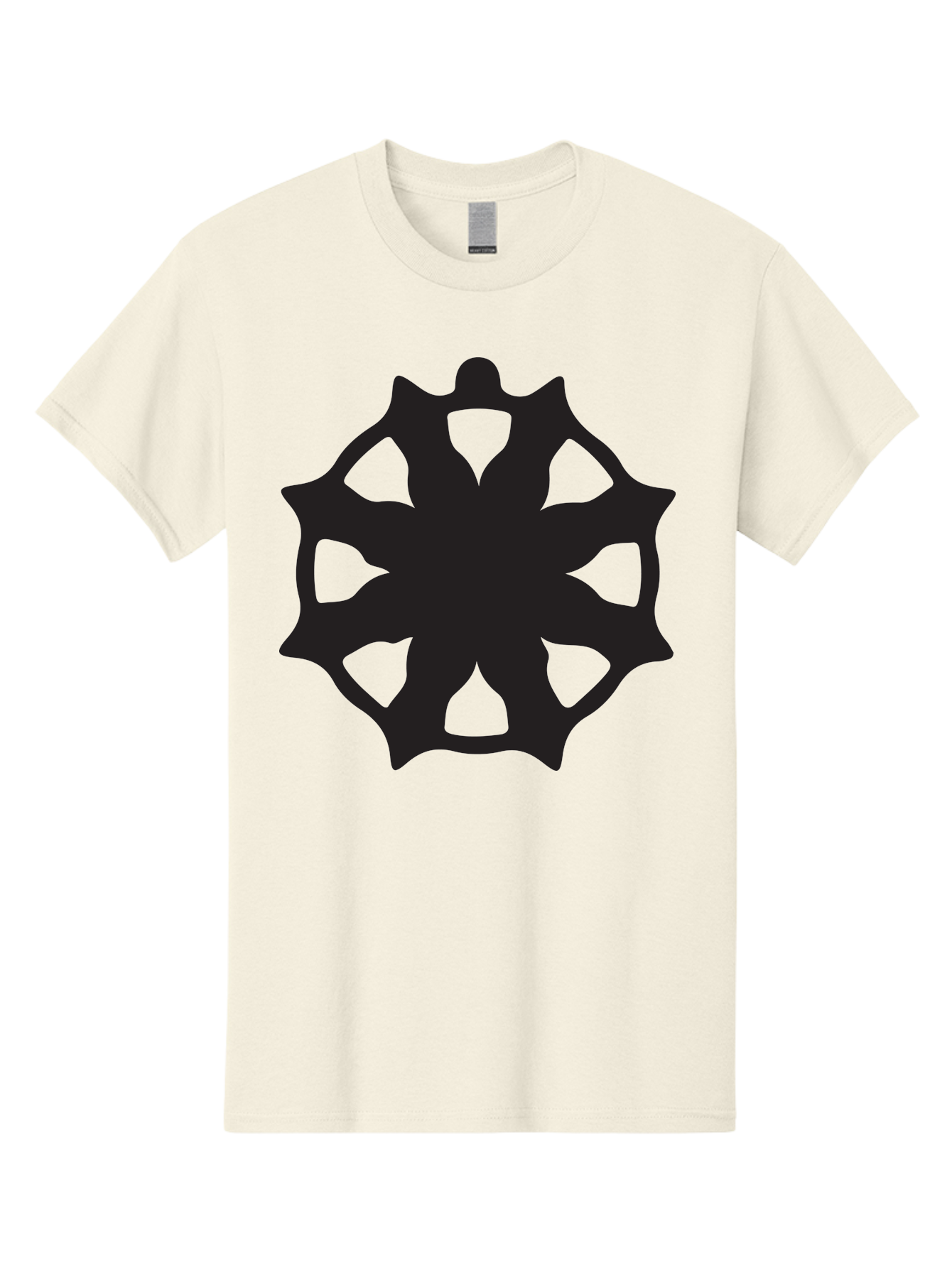 Black-Abstract-Symbol Men'S Graphic Tee, 100% Cotton, Comfortable Casual Summer Wear, Machine Washable, Asterisk Symbol, Star Shape, Geometric Pattern, Abstract Design, Symmetrical Shape, Black Silhouette Aac516