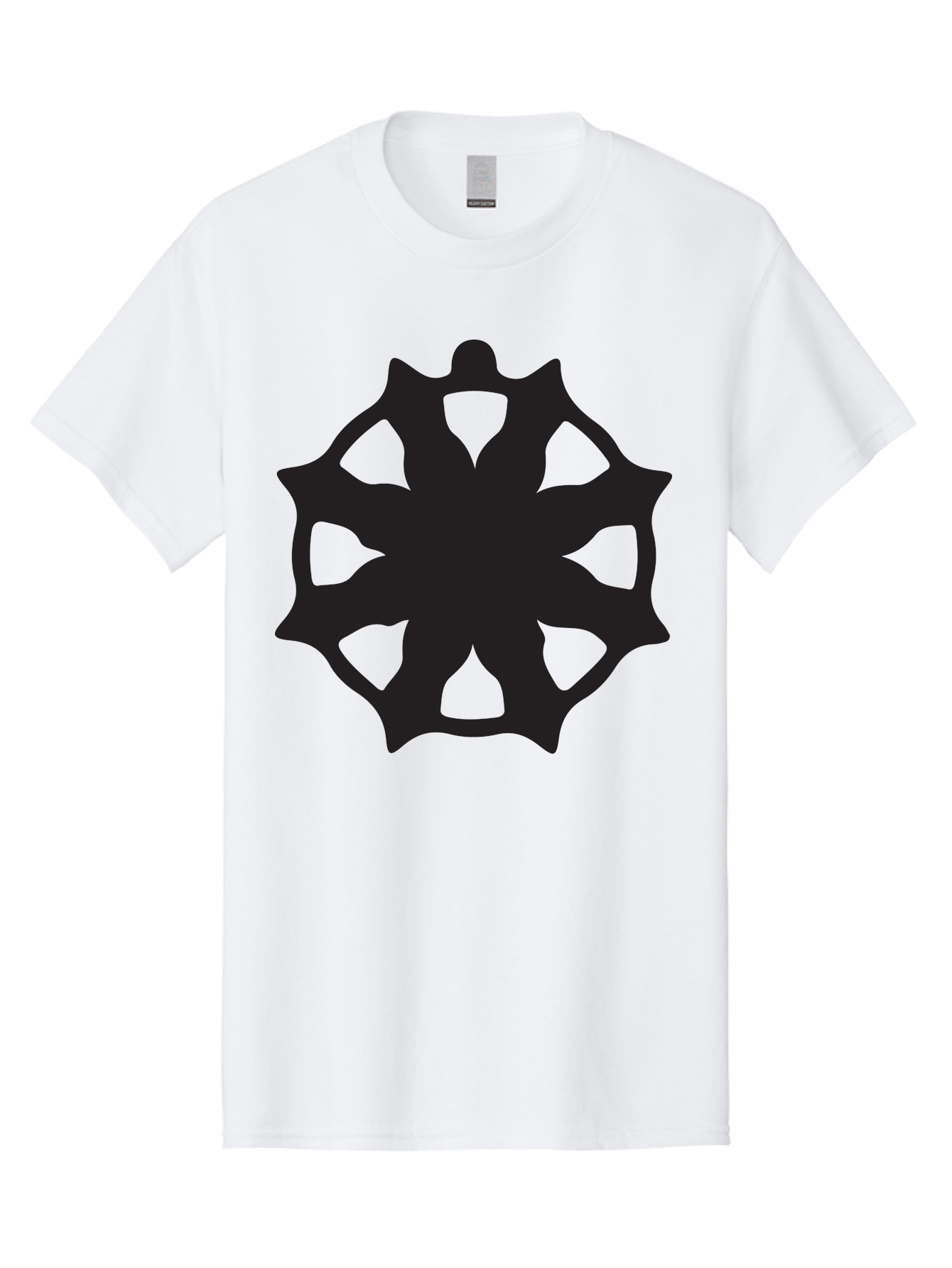 Black-Abstract-Symbol Men'S Graphic Tee, 100% Cotton, Comfortable Casual Summer Wear, Machine Washable, Asterisk Symbol, Star Shape, Geometric Pattern, Abstract Design, Symmetrical Shape, Black Silhouette Aac516