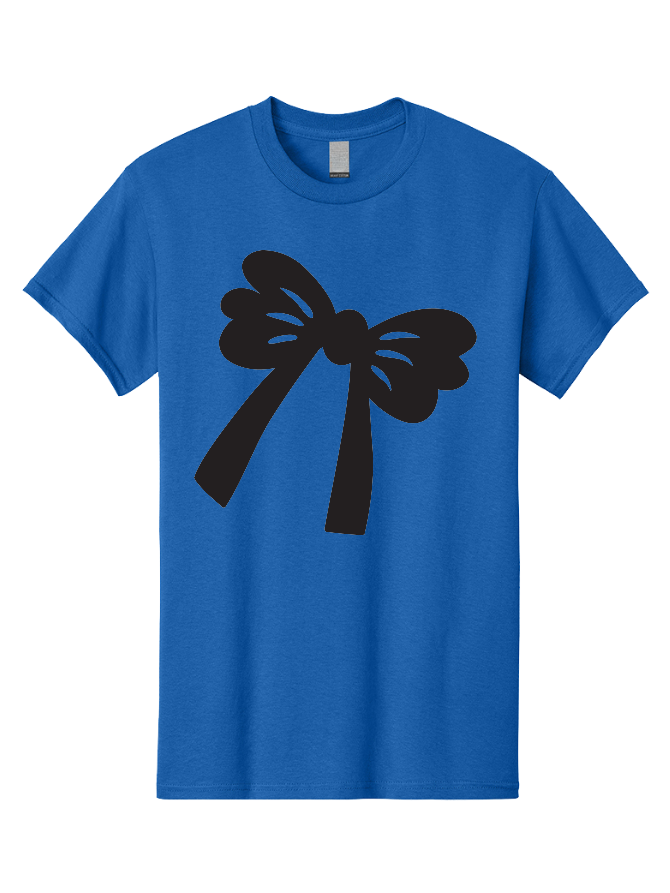 Black-Bow Men'S Graphic Tee, 100% Cotton, Comfortable Casual Summer Wear, Machine Washable, Black Bow Ribbon, Elegant Design, Minimalist Style, Decorative Element, Gift Wrapping, Fashion Accessory, Simple Graphics Aac517