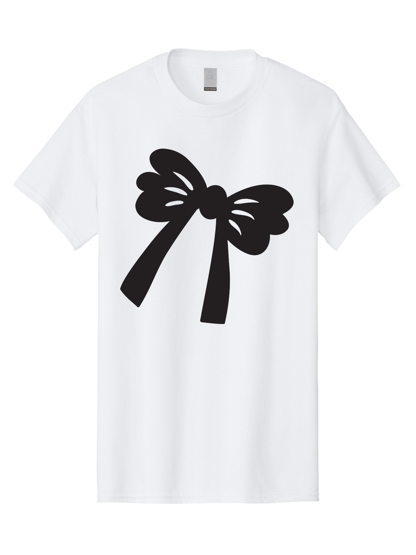 Black-Bow Men'S Graphic Tee, 100% Cotton, Comfortable Casual Summer Wear, Machine Washable, Black Bow Ribbon, Elegant Design, Minimalist Style, Decorative Element, Gift Wrapping, Fashion Accessory, Simple Graphics Aac517