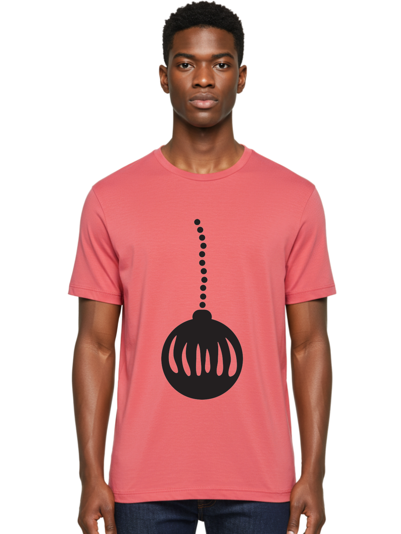 Black-Christmas-Ornament Men'S Graphic Tee, 100% Cotton, Comfortable Casual Summer Wear, Machine Washable, Chandelier, Luxury Lighting, Modern Decor, Stylish Fixture, Elegant Design, Sophisticated Ambiance, High-End Interior Aac518