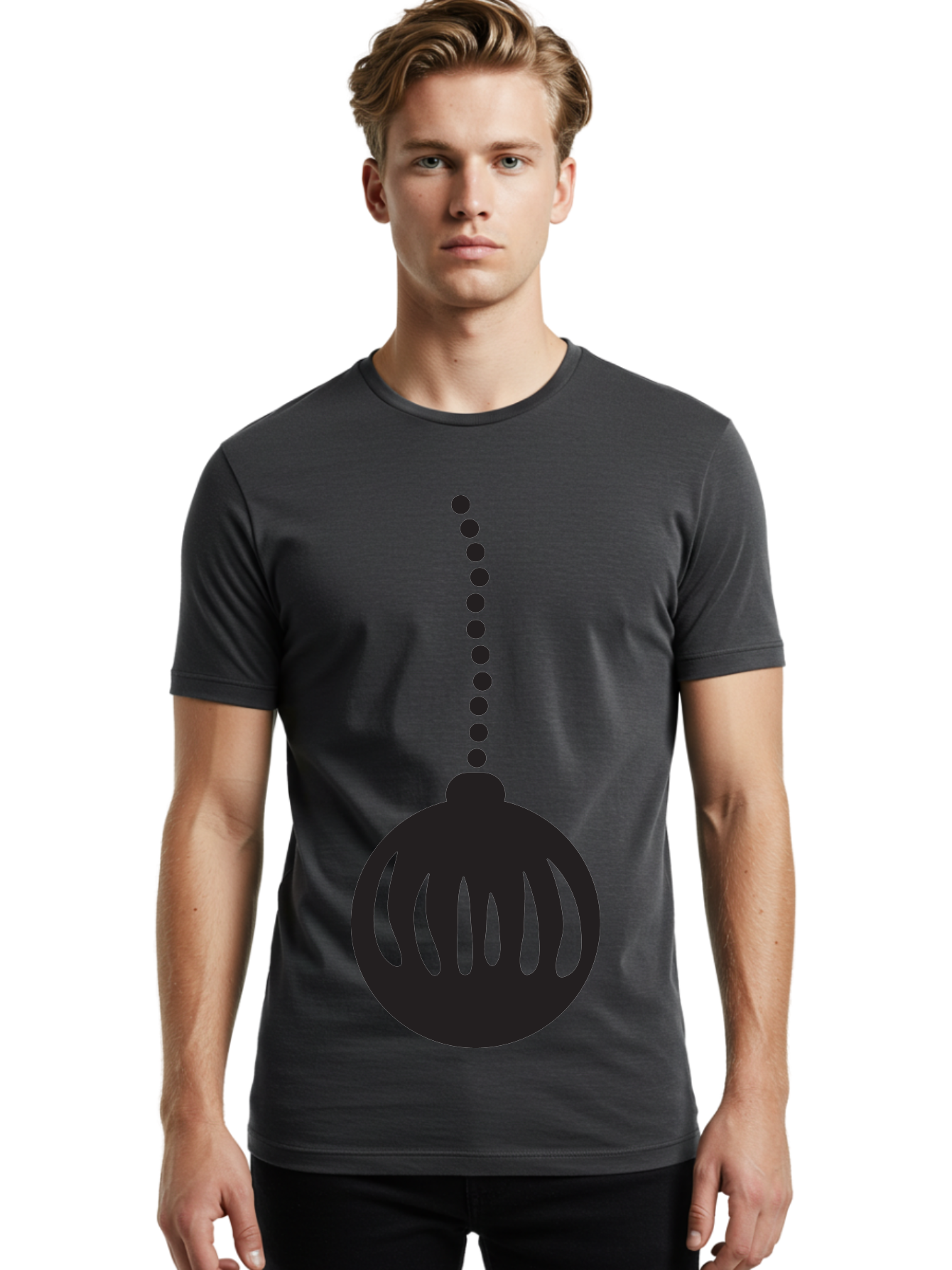 Black-Christmas-Ornament Men'S Graphic Tee, 100% Cotton, Comfortable Casual Summer Wear, Machine Washable, Chandelier, Luxury Lighting, Modern Decor, Stylish Fixture, Elegant Design, Sophisticated Ambiance, High-End Interior Aac518