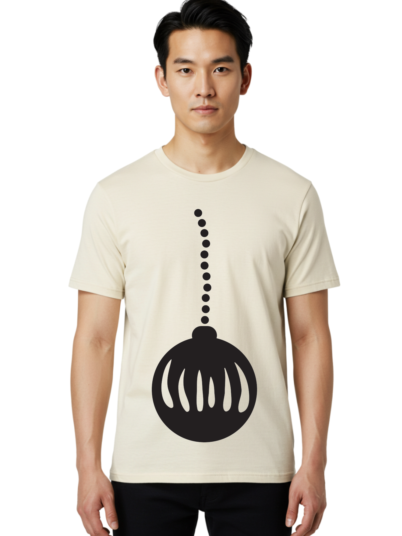 Black-Christmas-Ornament Men'S Graphic Tee, 100% Cotton, Comfortable Casual Summer Wear, Machine Washable, Chandelier, Luxury Lighting, Modern Decor, Stylish Fixture, Elegant Design, Sophisticated Ambiance, High-End Interior Aac518