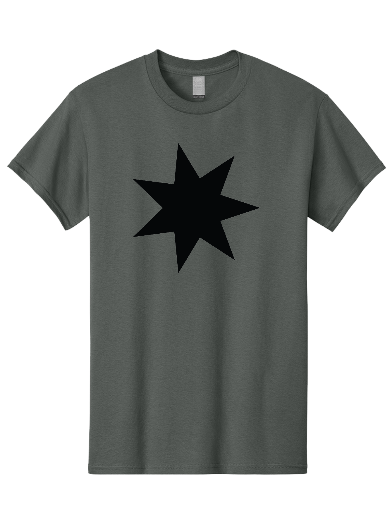 Black-Star-1 Men'S Graphic Tee, 100% Cotton, Comfortable Casual Summer Wear, Machine Washable, Eight Pointed Star, Black Star, Star Graphic, Bold Shape, Geometric Design, Symmetrical Pattern, Star Symbol Aac521