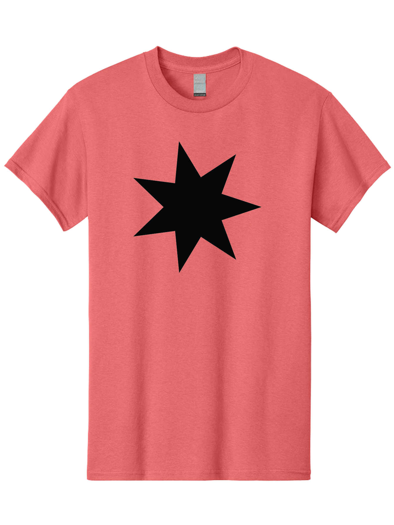 Black-Star-1 Men'S Graphic Tee, 100% Cotton, Comfortable Casual Summer Wear, Machine Washable, Eight Pointed Star, Black Star, Star Graphic, Bold Shape, Geometric Design, Symmetrical Pattern, Star Symbol Aac521