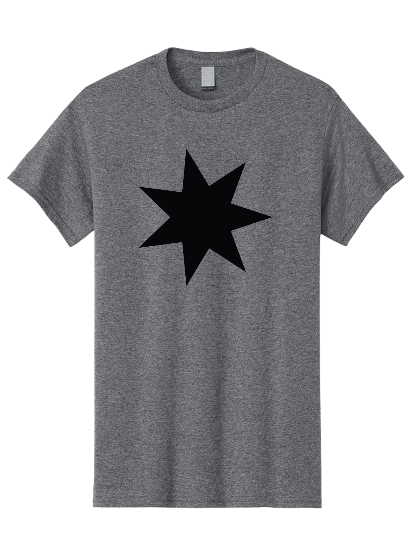 Black-Star-1 Men'S Graphic Tee, 100% Cotton, Comfortable Casual Summer Wear, Machine Washable, Eight Pointed Star, Black Star, Star Graphic, Bold Shape, Geometric Design, Symmetrical Pattern, Star Symbol Aac521