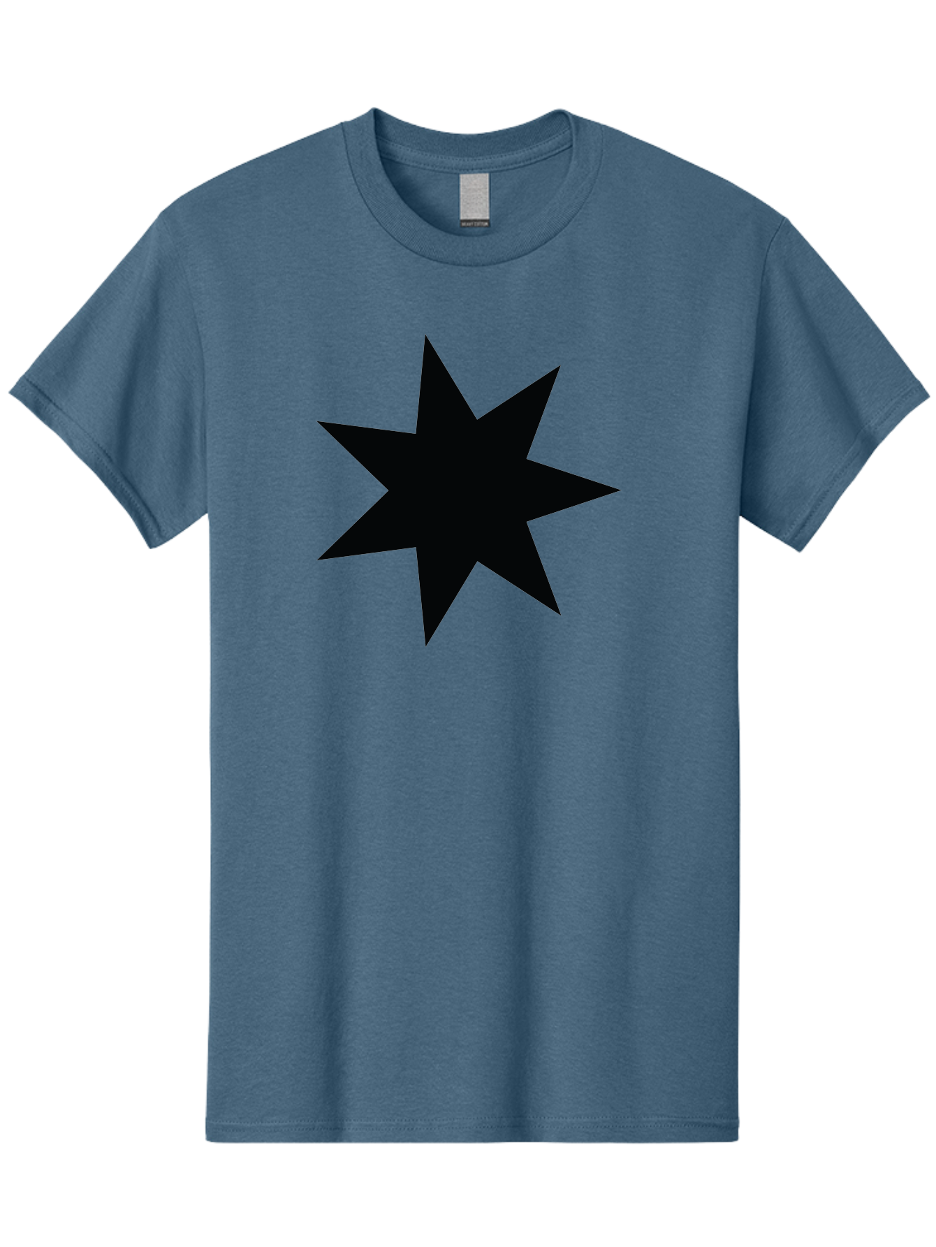 Black-Star-1 Men'S Graphic Tee, 100% Cotton, Comfortable Casual Summer Wear, Machine Washable, Eight Pointed Star, Black Star, Star Graphic, Bold Shape, Geometric Design, Symmetrical Pattern, Star Symbol Aac521