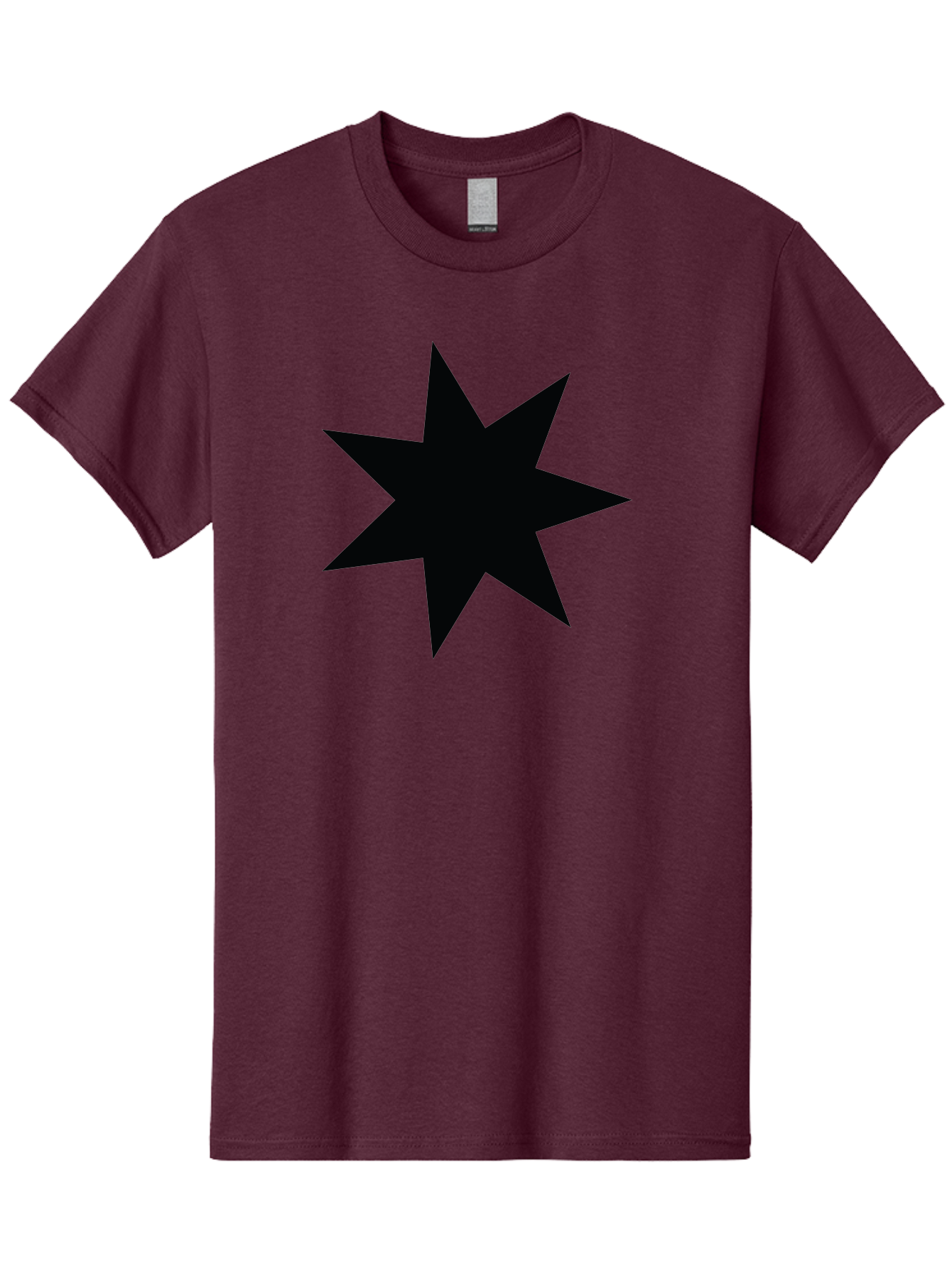 Black-Star-1 Men'S Graphic Tee, 100% Cotton, Comfortable Casual Summer Wear, Machine Washable, Eight Pointed Star, Black Star, Star Graphic, Bold Shape, Geometric Design, Symmetrical Pattern, Star Symbol Aac521