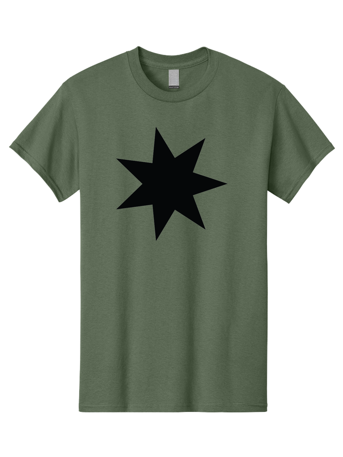 Black-Star-1 Men'S Graphic Tee, 100% Cotton, Comfortable Casual Summer Wear, Machine Washable, Eight Pointed Star, Black Star, Star Graphic, Bold Shape, Geometric Design, Symmetrical Pattern, Star Symbol Aac521