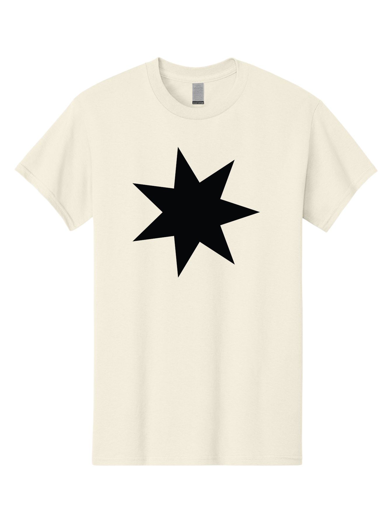 Black-Star-1 Men'S Graphic Tee, 100% Cotton, Comfortable Casual Summer Wear, Machine Washable, Eight Pointed Star, Black Star, Star Graphic, Bold Shape, Geometric Design, Symmetrical Pattern, Star Symbol Aac521
