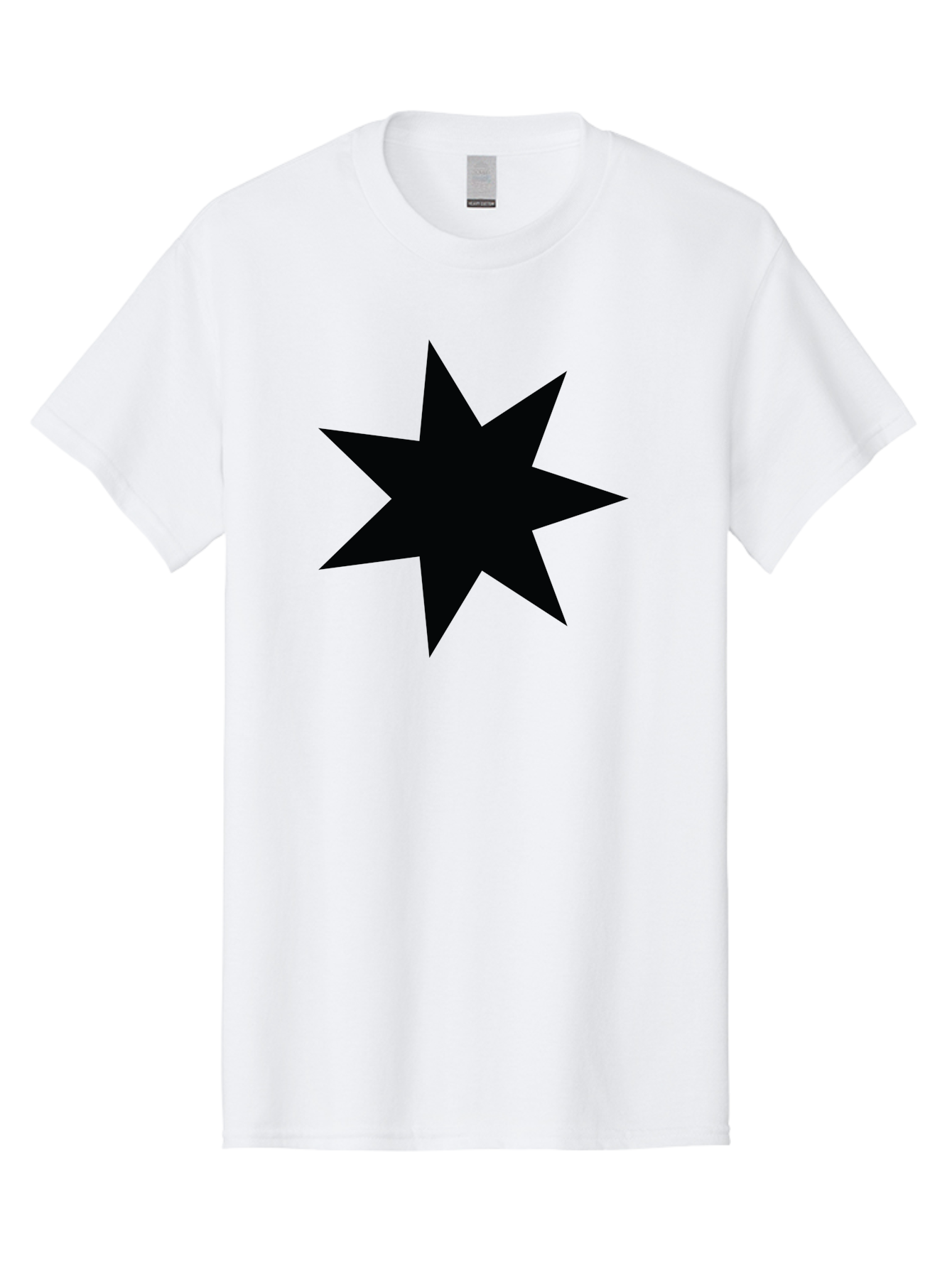 Black-Star-1 Men'S Graphic Tee, 100% Cotton, Comfortable Casual Summer Wear, Machine Washable, Eight Pointed Star, Black Star, Star Graphic, Bold Shape, Geometric Design, Symmetrical Pattern, Star Symbol Aac521