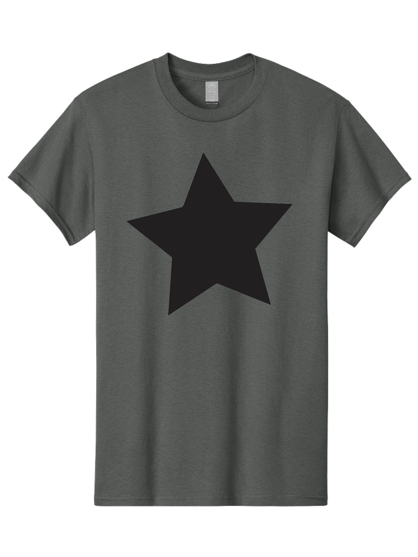 Black-Star Men'S Graphic Tee, 100% Cotton, Comfortable Casual Summer Wear, Machine Washable, Five-Pointed Star, Black Star, Bold Graphic, Simple Design, Minimalist Style, Star Symbol, Iconic Shape Aac522