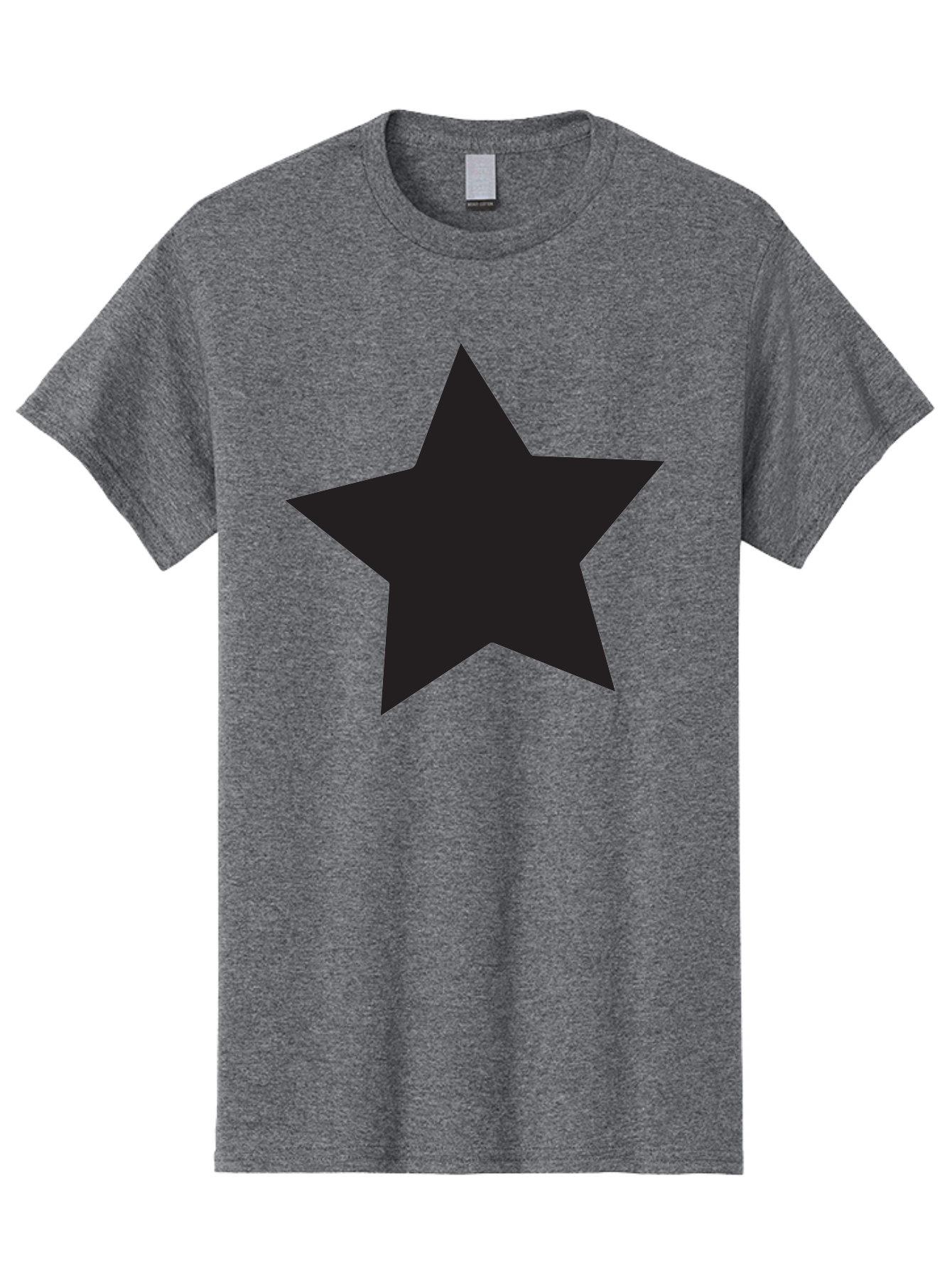 Black-Star Men'S Graphic Tee, 100% Cotton, Comfortable Casual Summer Wear, Machine Washable, Five-Pointed Star, Black Star, Bold Graphic, Simple Design, Minimalist Style, Star Symbol, Iconic Shape Aac522