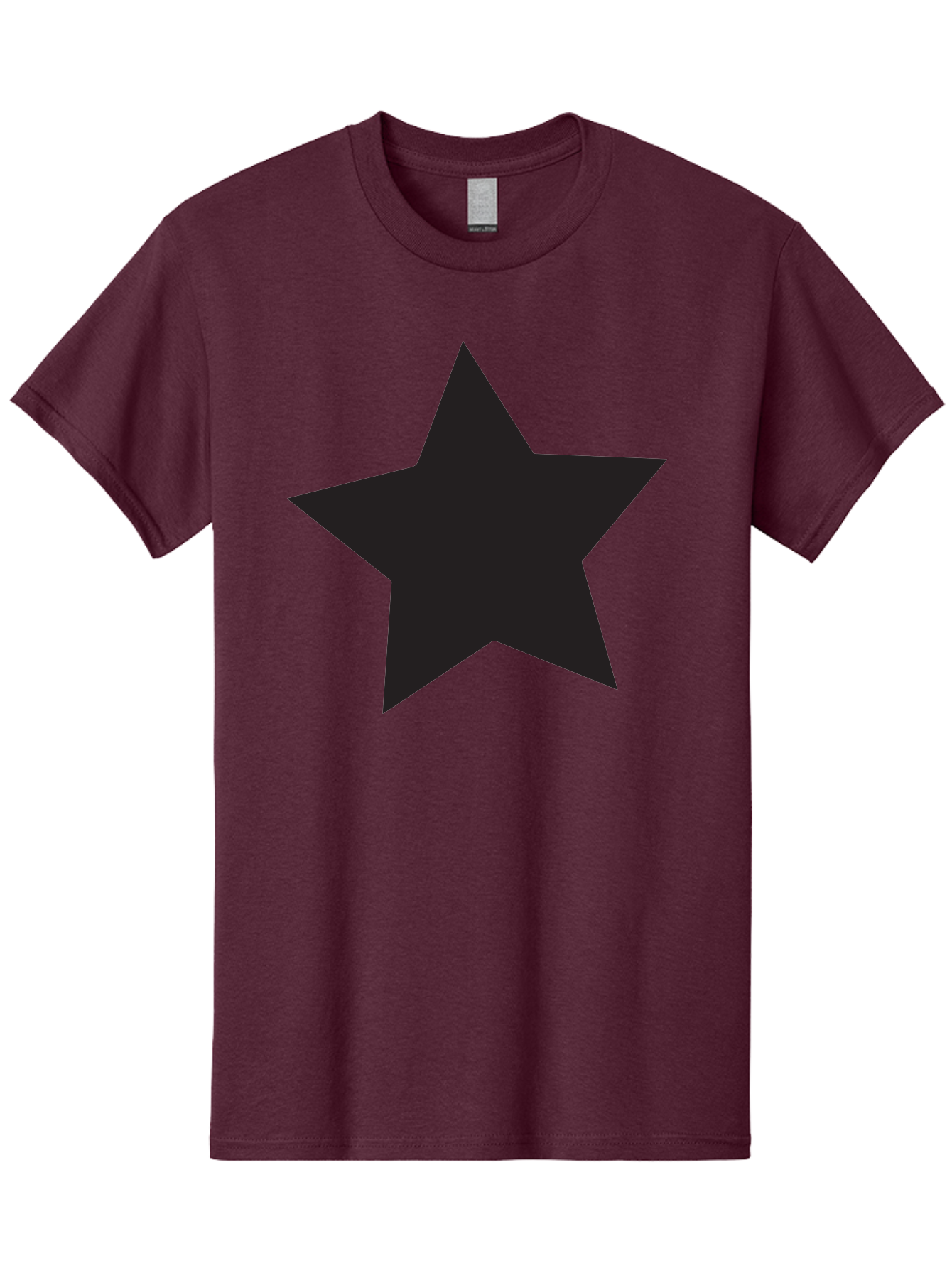Black-Star Men'S Graphic Tee, 100% Cotton, Comfortable Casual Summer Wear, Machine Washable, Five-Pointed Star, Black Star, Bold Graphic, Simple Design, Minimalist Style, Star Symbol, Iconic Shape Aac522