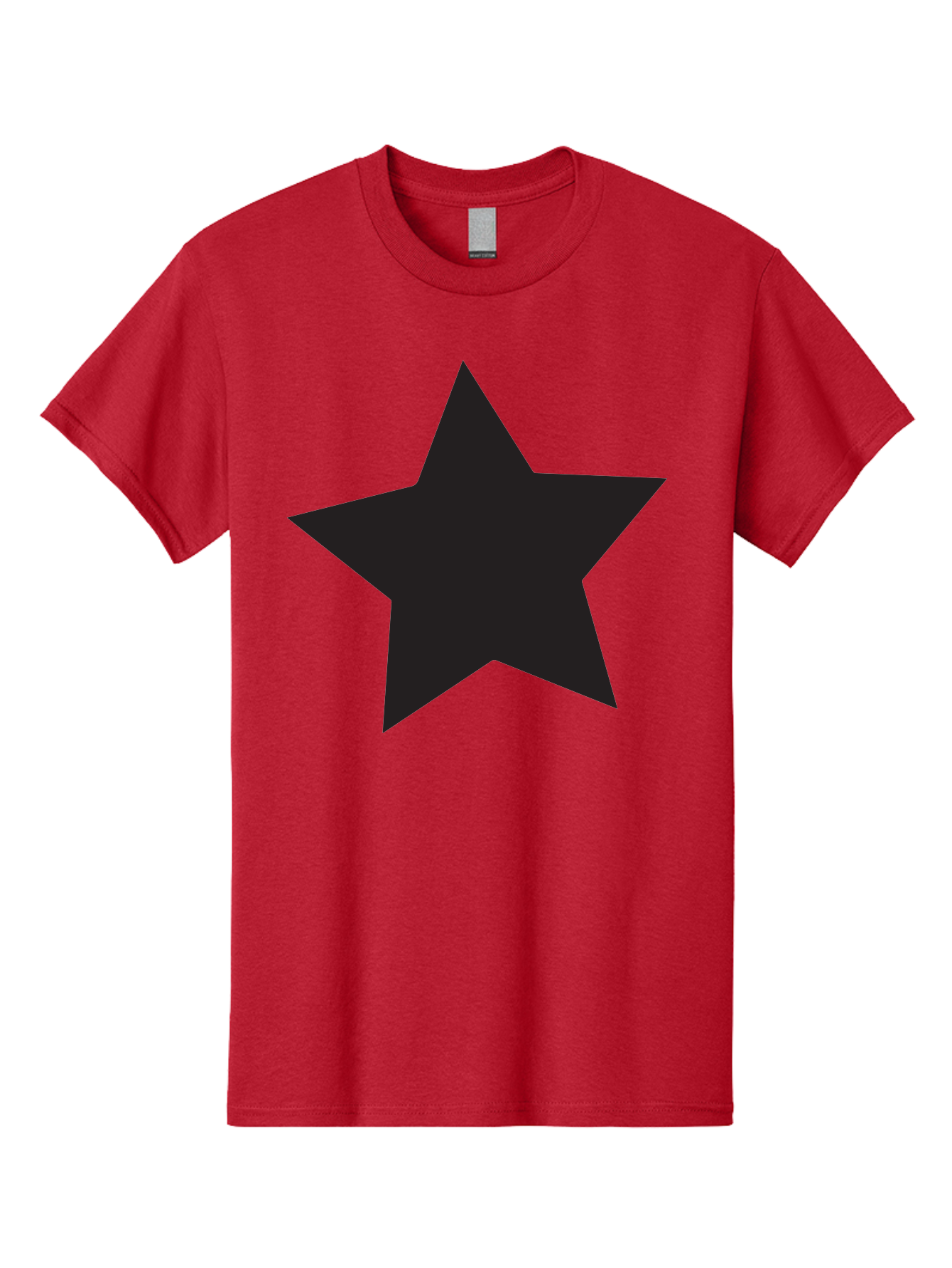 Black-Star Men'S Graphic Tee, 100% Cotton, Comfortable Casual Summer Wear, Machine Washable, Five-Pointed Star, Black Star, Bold Graphic, Simple Design, Minimalist Style, Star Symbol, Iconic Shape Aac522