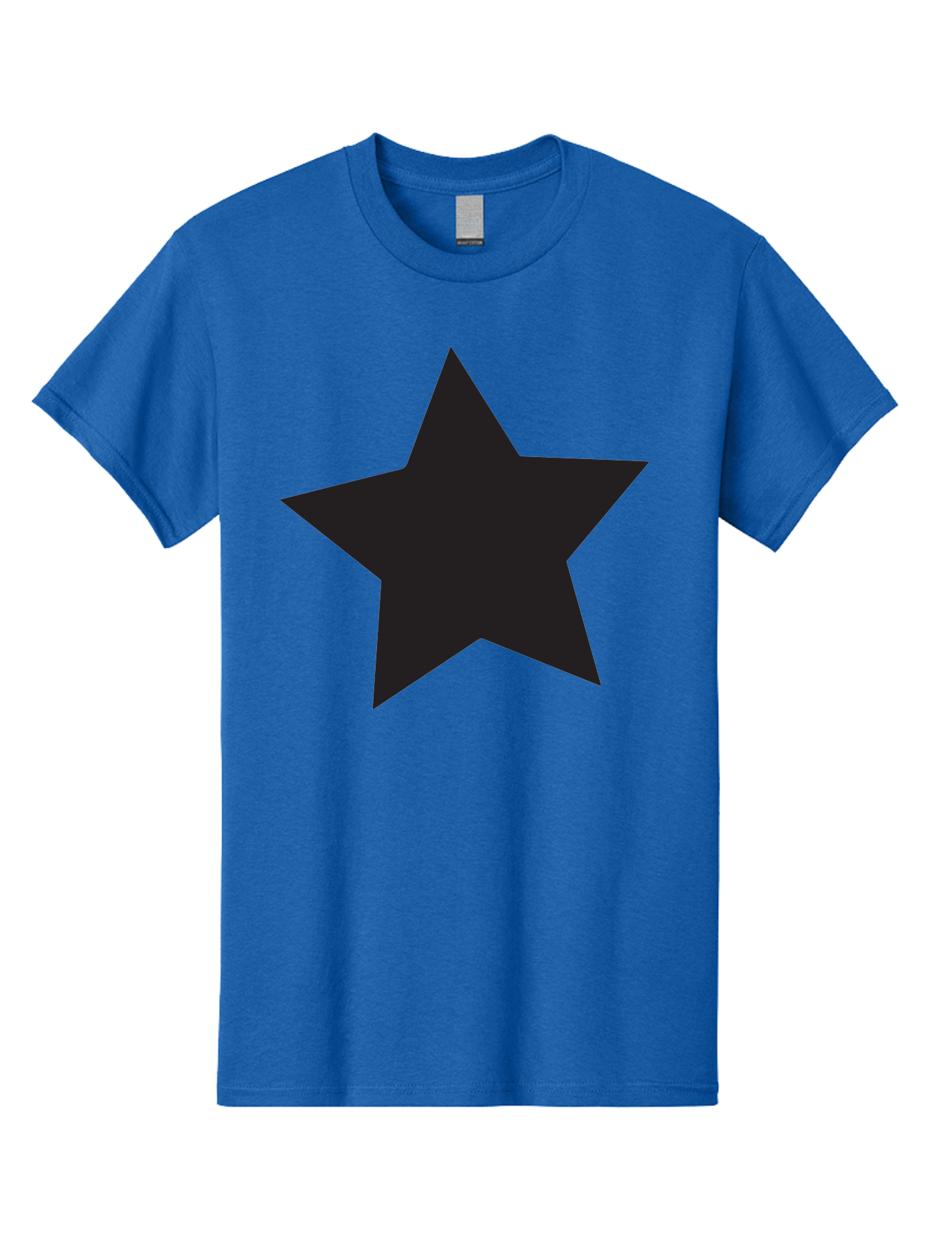 Black-Star Men'S Graphic Tee, 100% Cotton, Comfortable Casual Summer Wear, Machine Washable, Five-Pointed Star, Black Star, Bold Graphic, Simple Design, Minimalist Style, Star Symbol, Iconic Shape Aac522